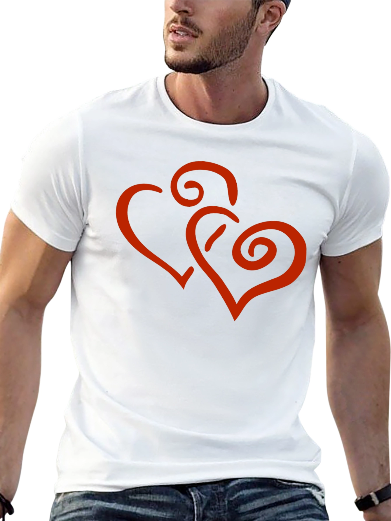 Stylish Black Tee with Red Heart Design