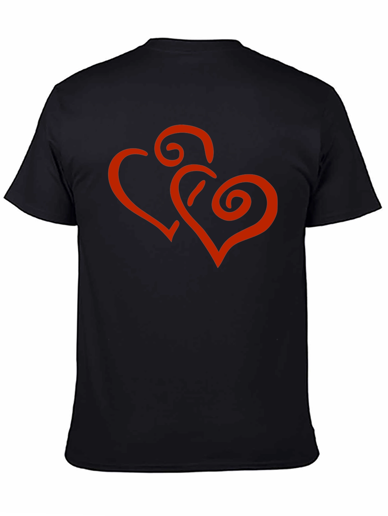 Stylish Black Tee with Red Heart Design