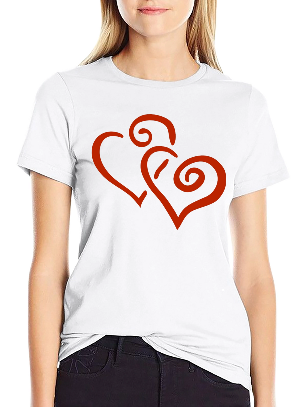 Stylish Black Tee with Red Heart Design