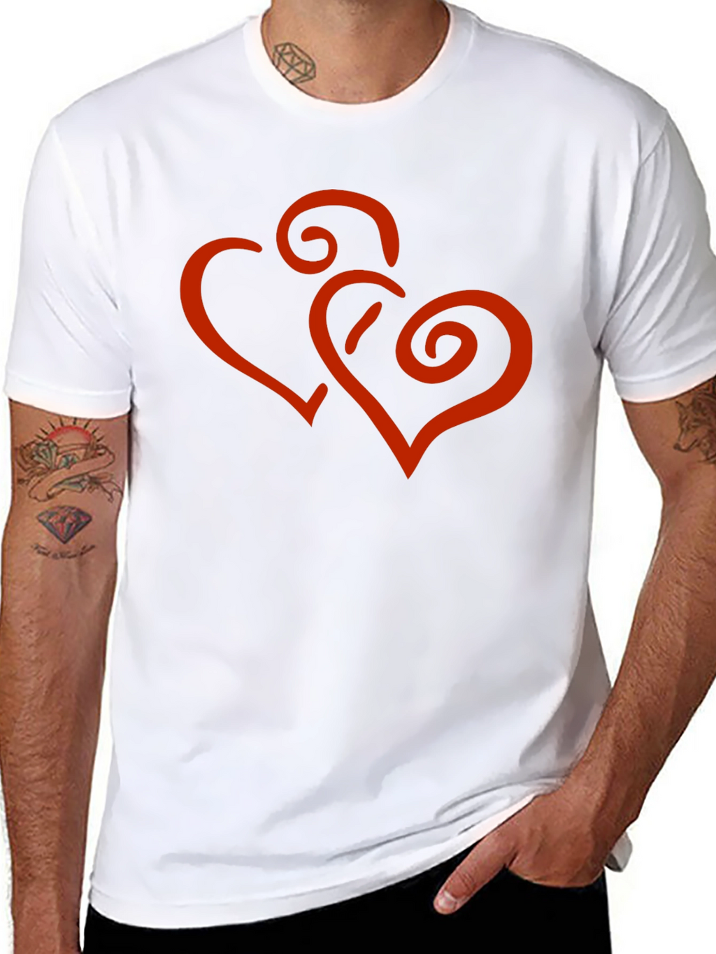 Stylish Black Tee with Red Heart Design