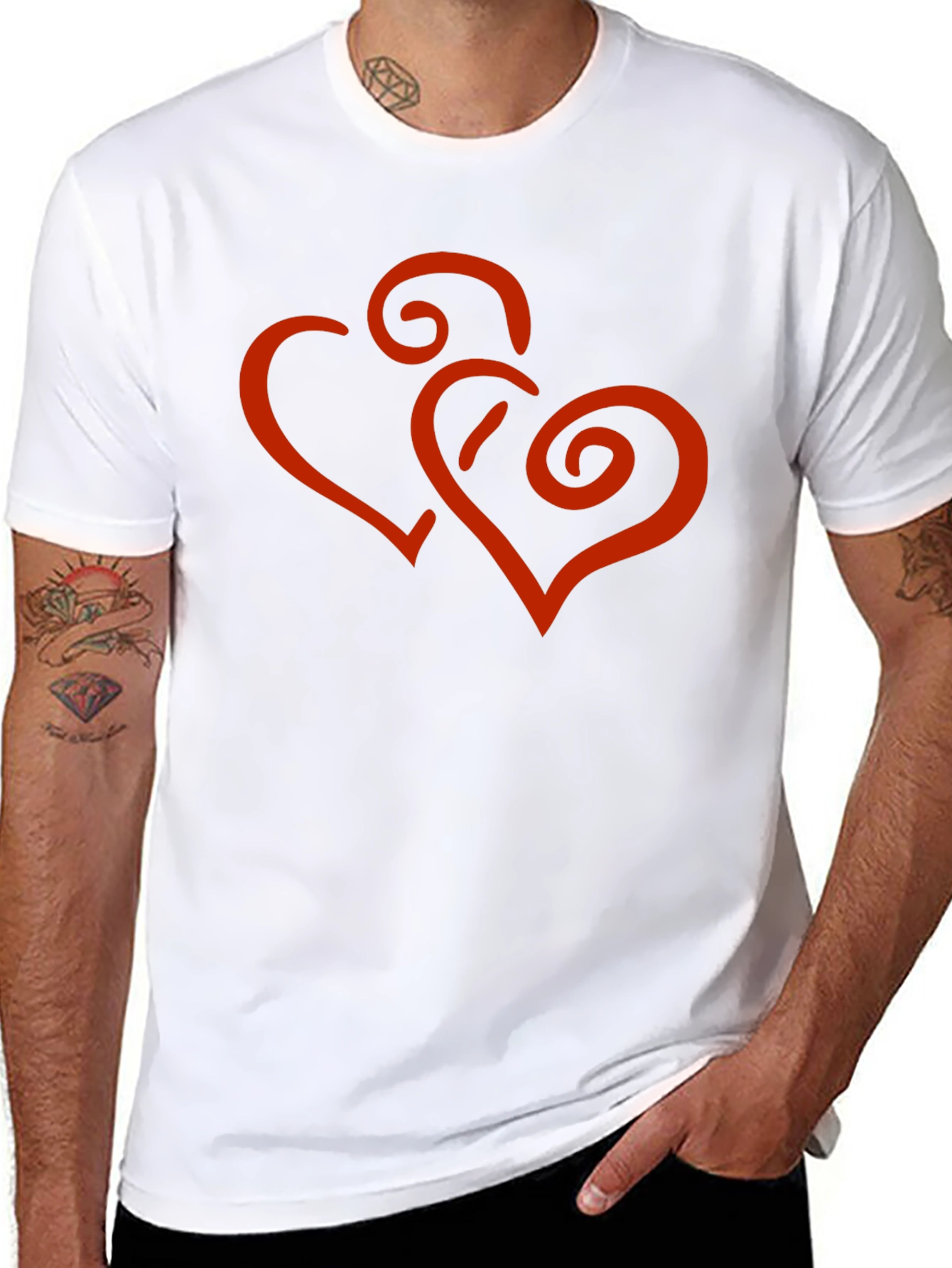 Stylish Black Tee with Red Heart Design