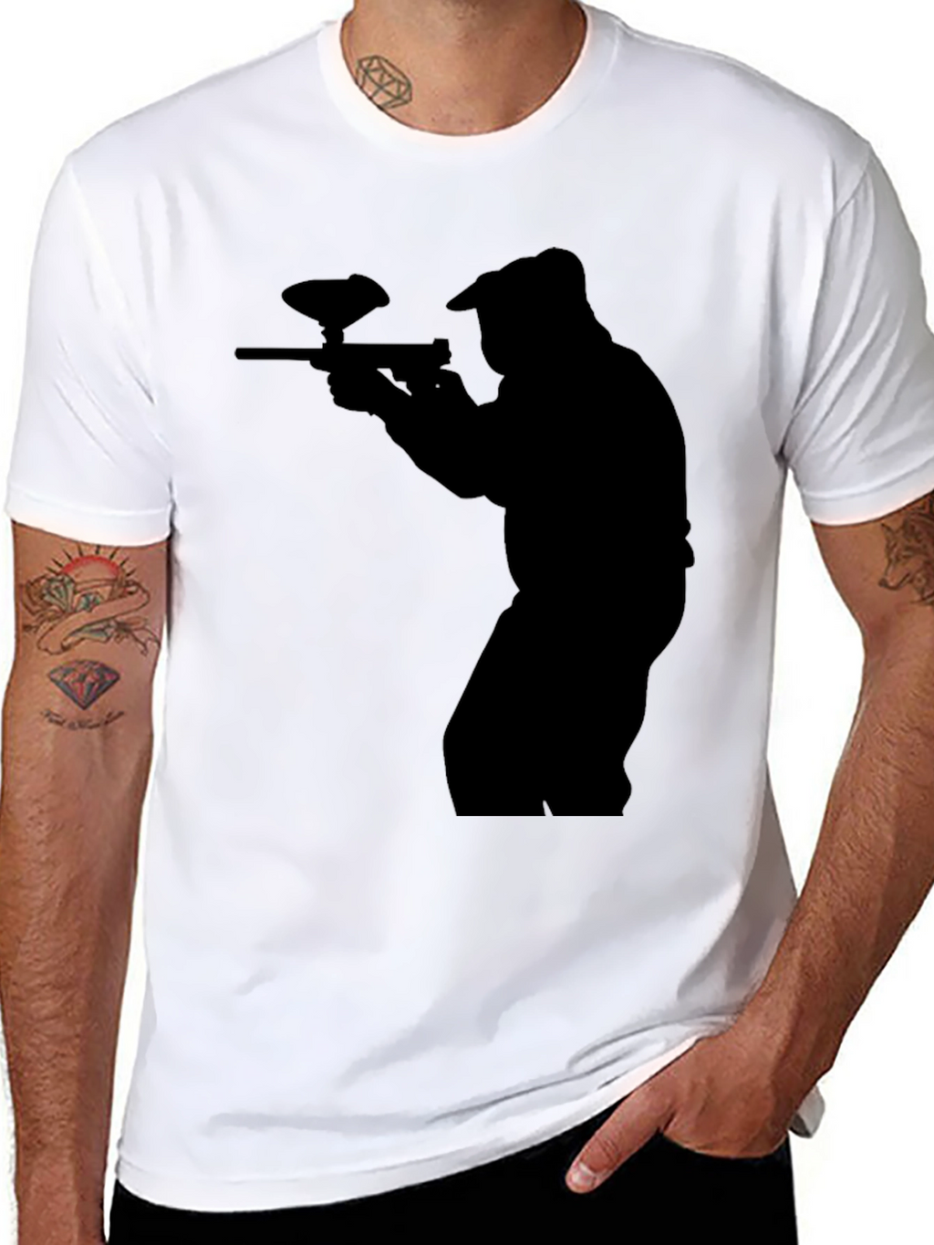 Paintball Player Silhouette Graphic T-Shirt