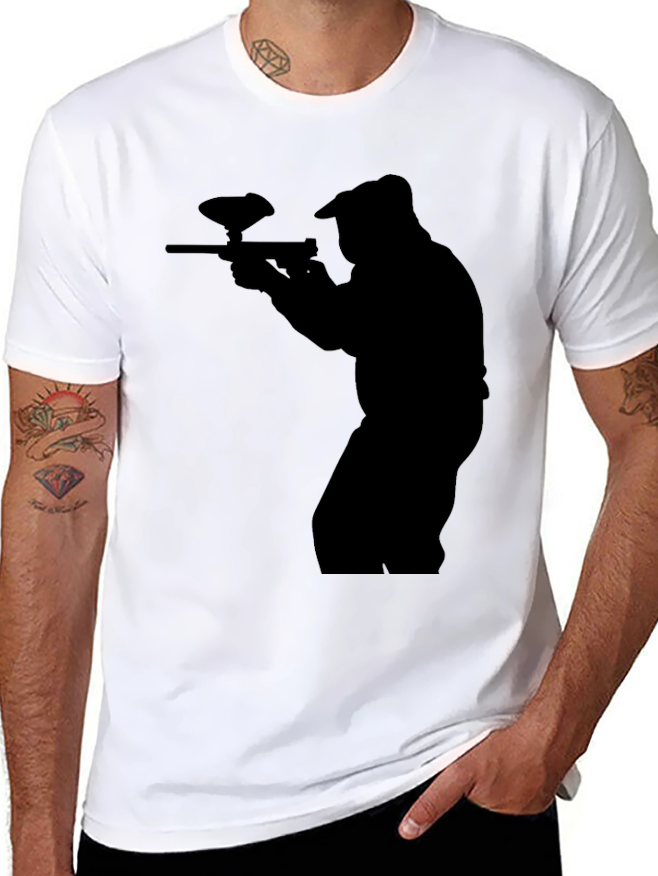 Paintball Player Silhouette Graphic T-Shirt