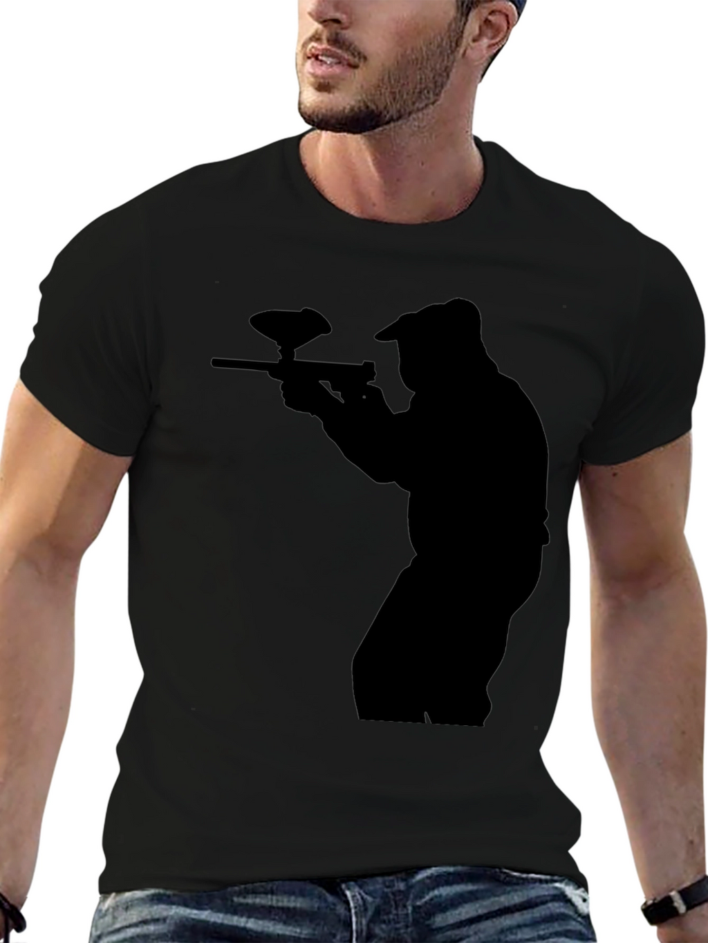 Paintball Player Silhouette Graphic T-Shirt