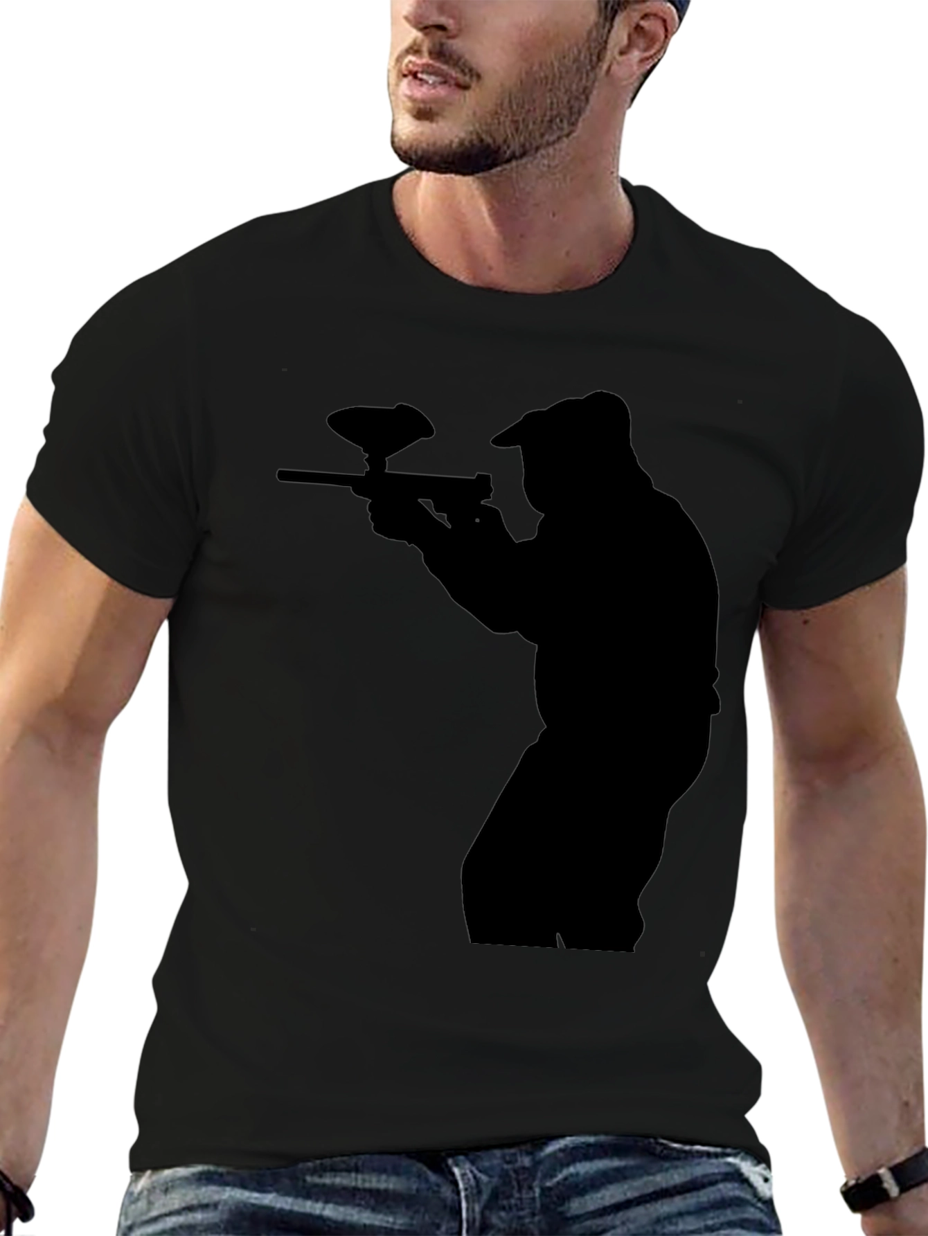 Paintball Player Silhouette Graphic T-Shirt