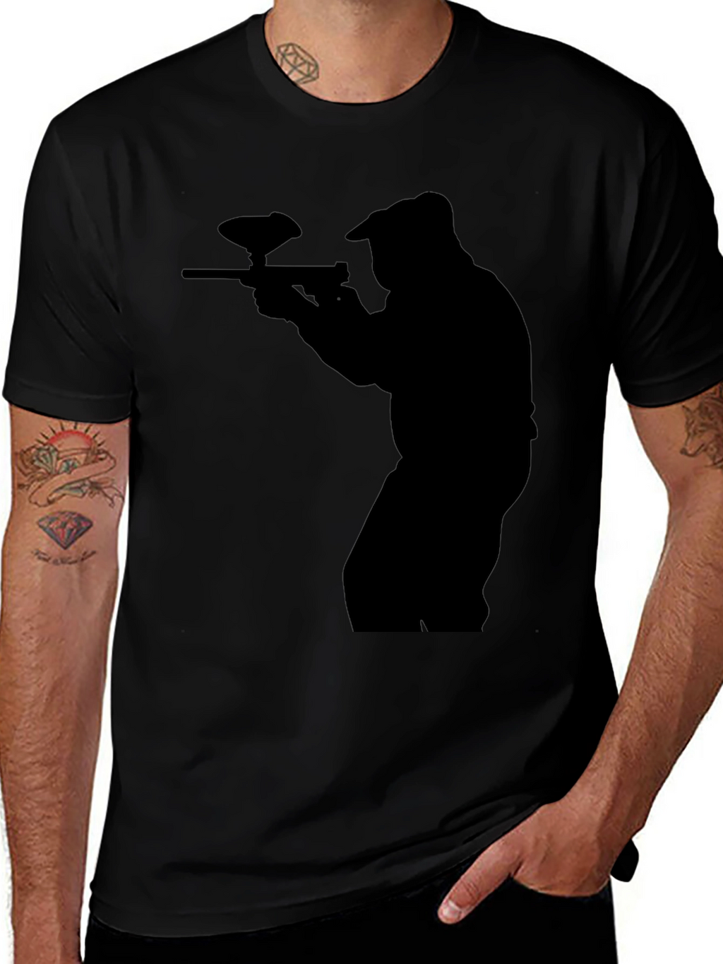 Paintball Player Silhouette Graphic T-Shirt