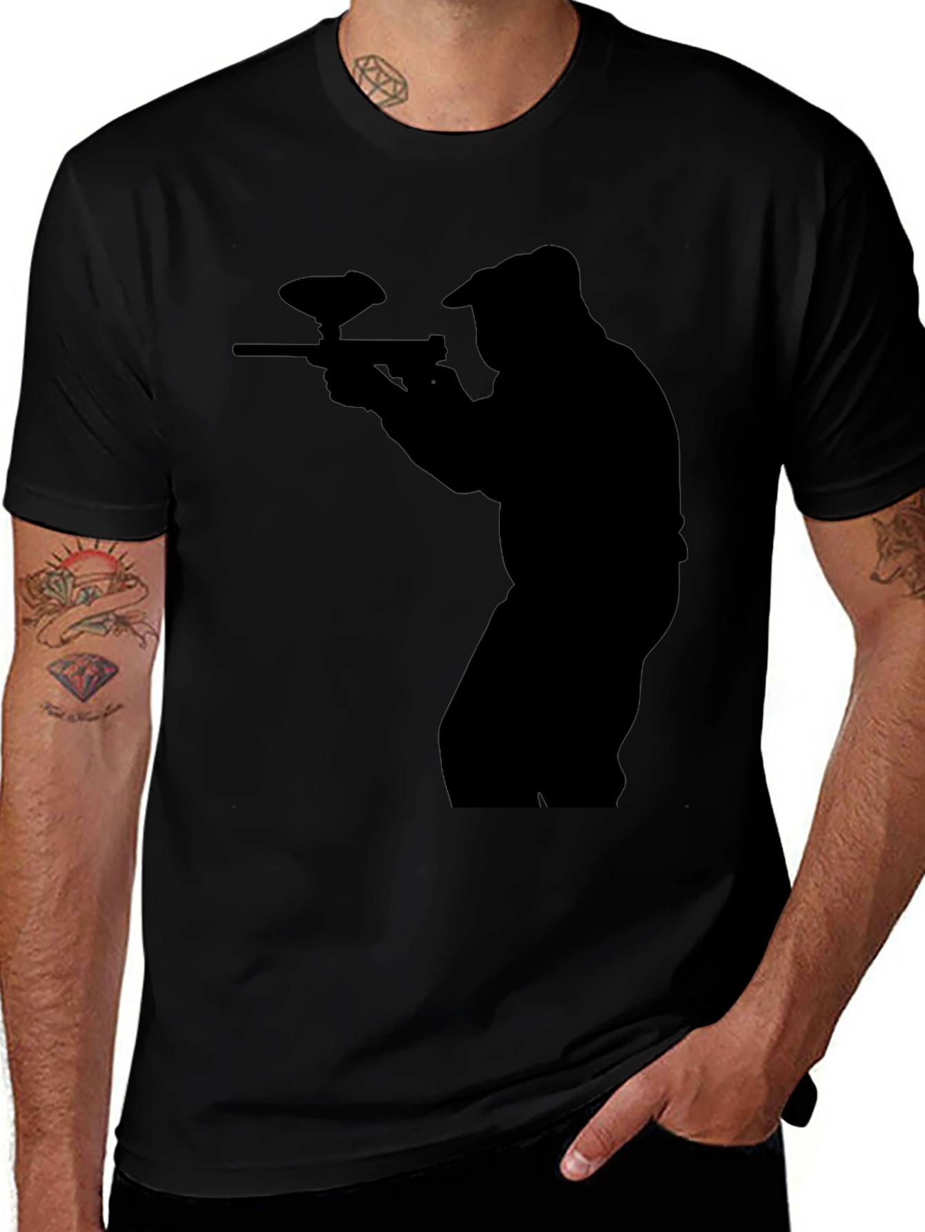 Paintball Player Silhouette Graphic T-Shirt