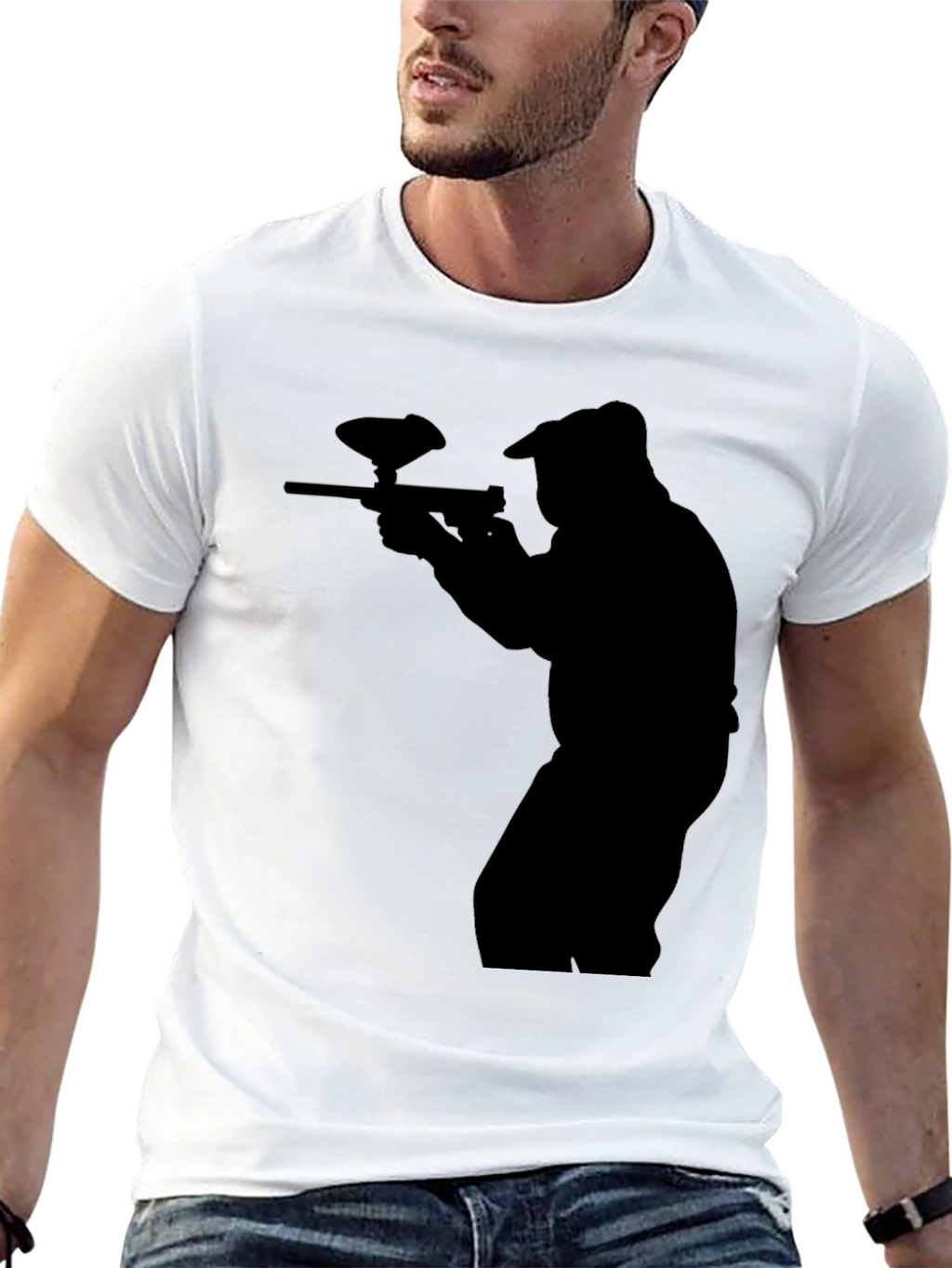 Paintball Player Silhouette Graphic T-Shirt