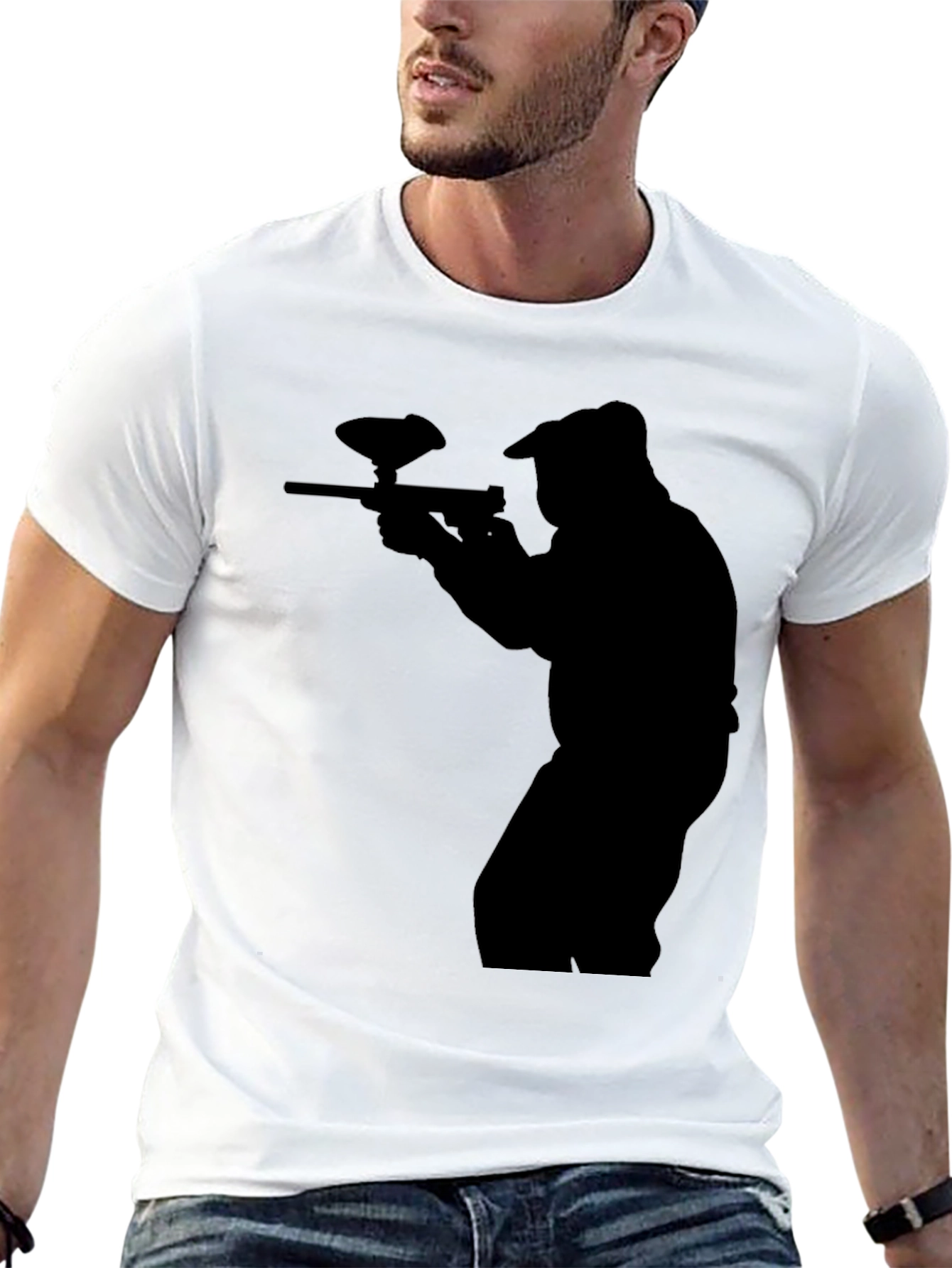 Paintball Player Silhouette Graphic T-Shirt