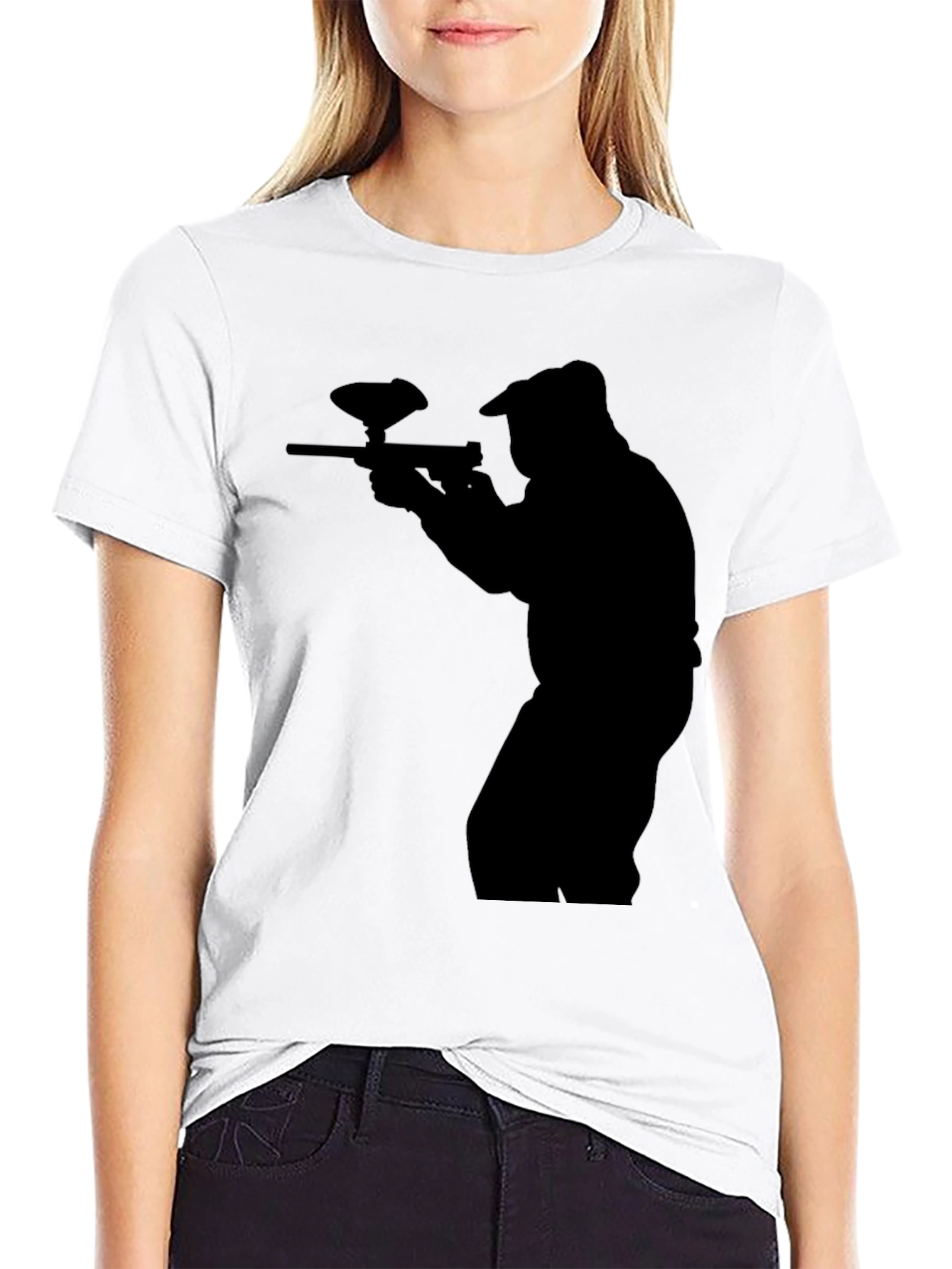 Paintball Player Silhouette Graphic T-Shirt