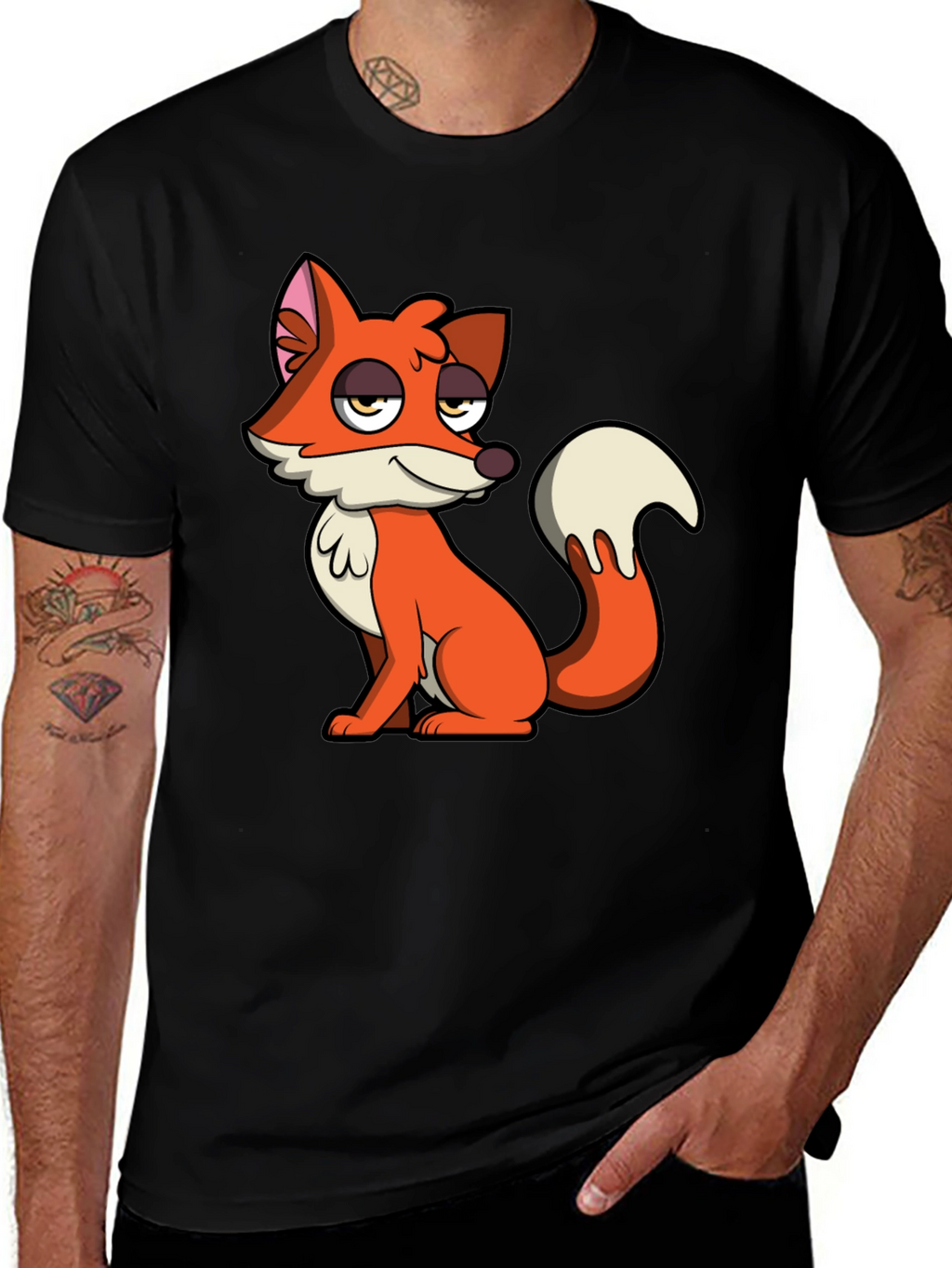 Cartoon Fox Graphic Tee - Casual Comfort
