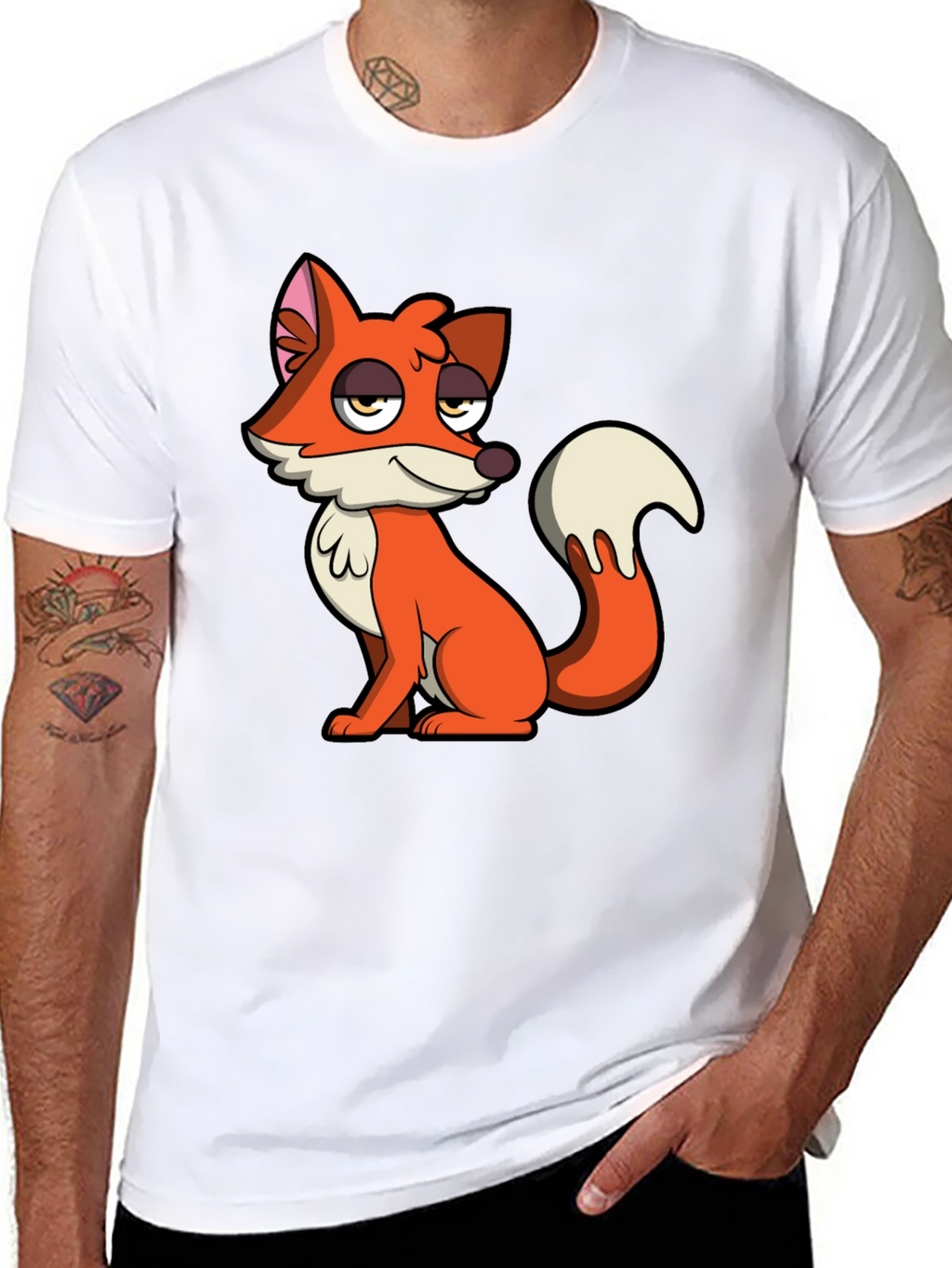 Cartoon Fox Graphic Tee - Casual Comfort