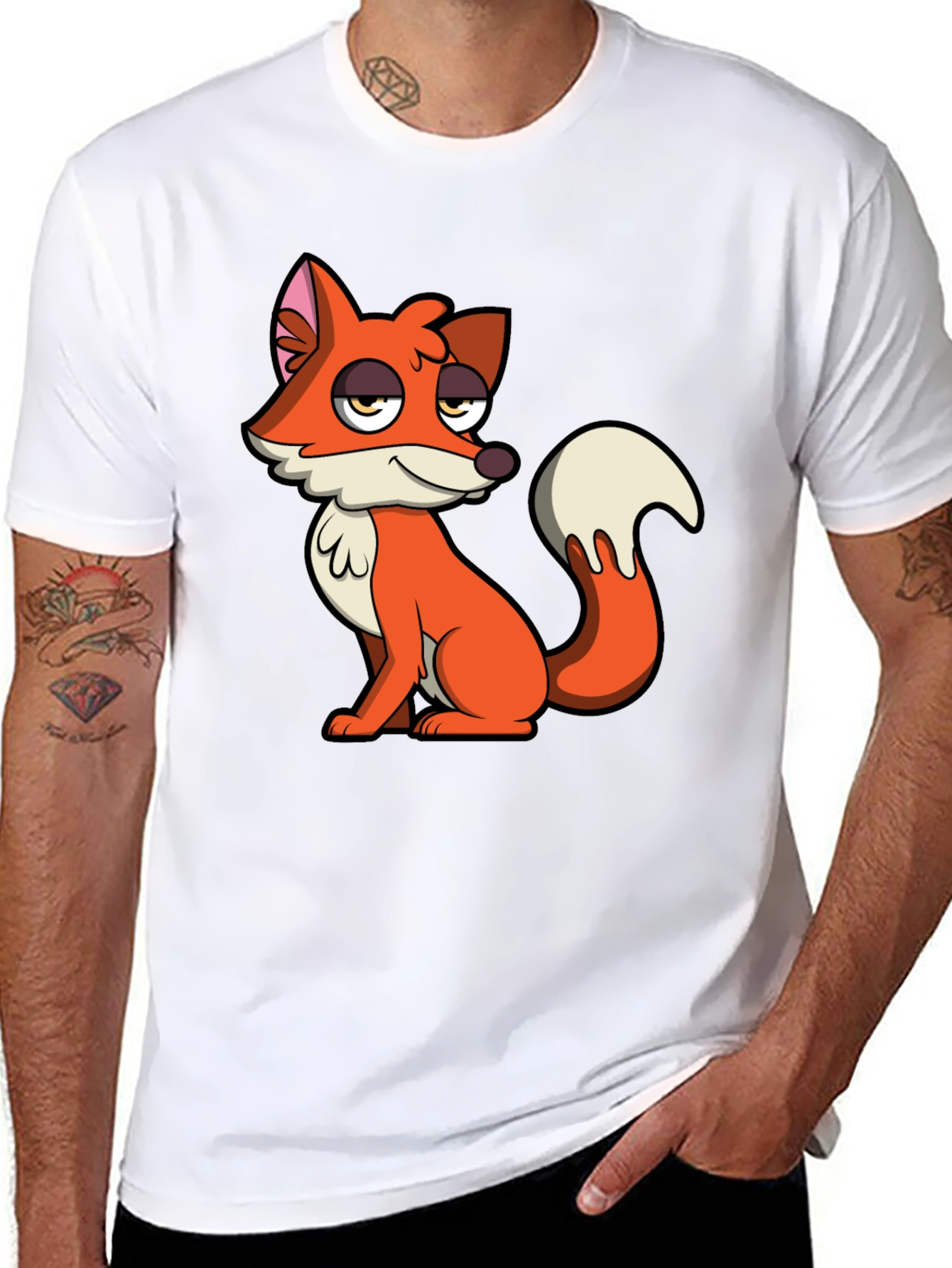 Cartoon Fox Graphic Tee - Casual Comfort