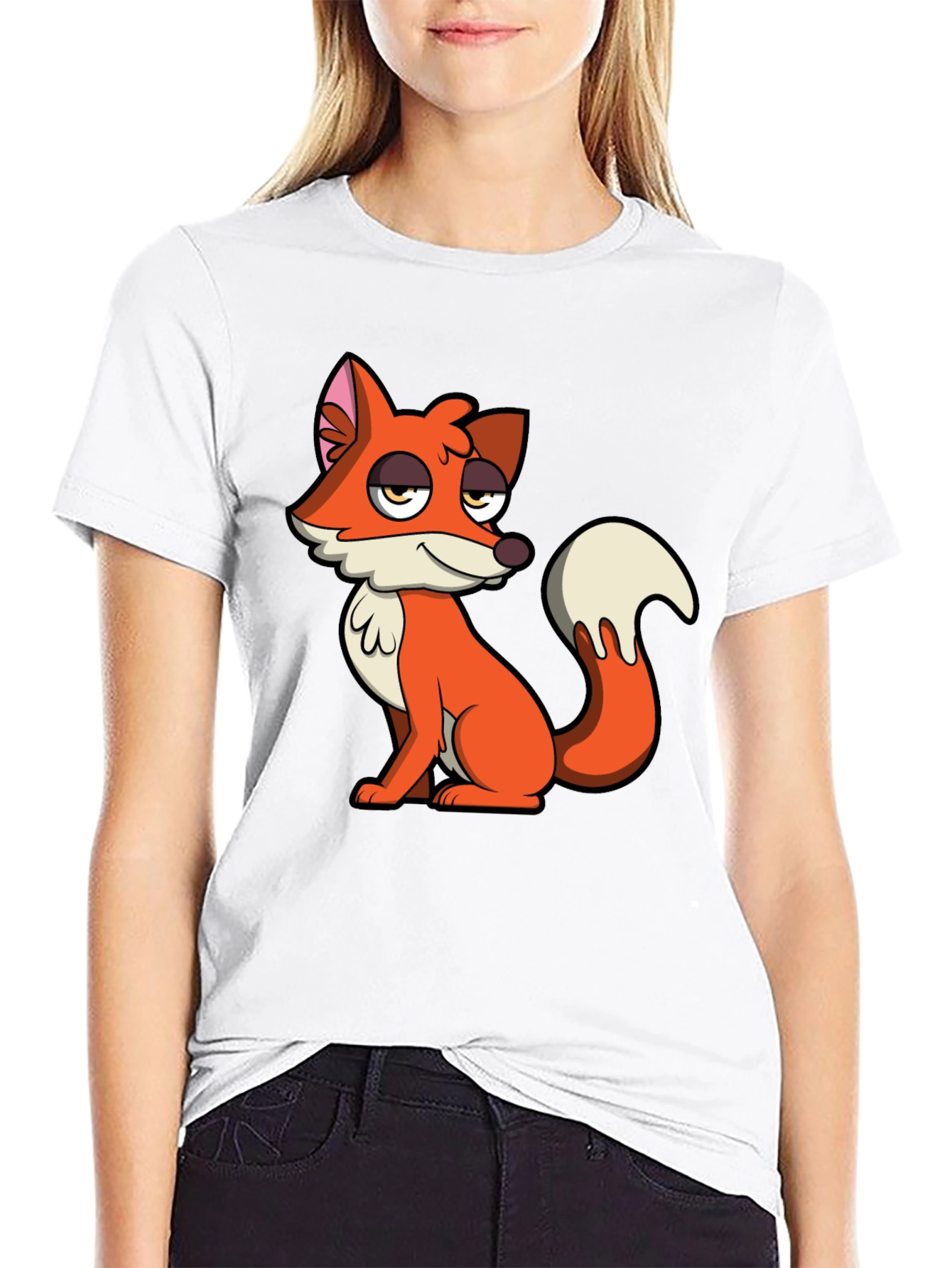 Cartoon Fox Graphic Tee - Casual Comfort