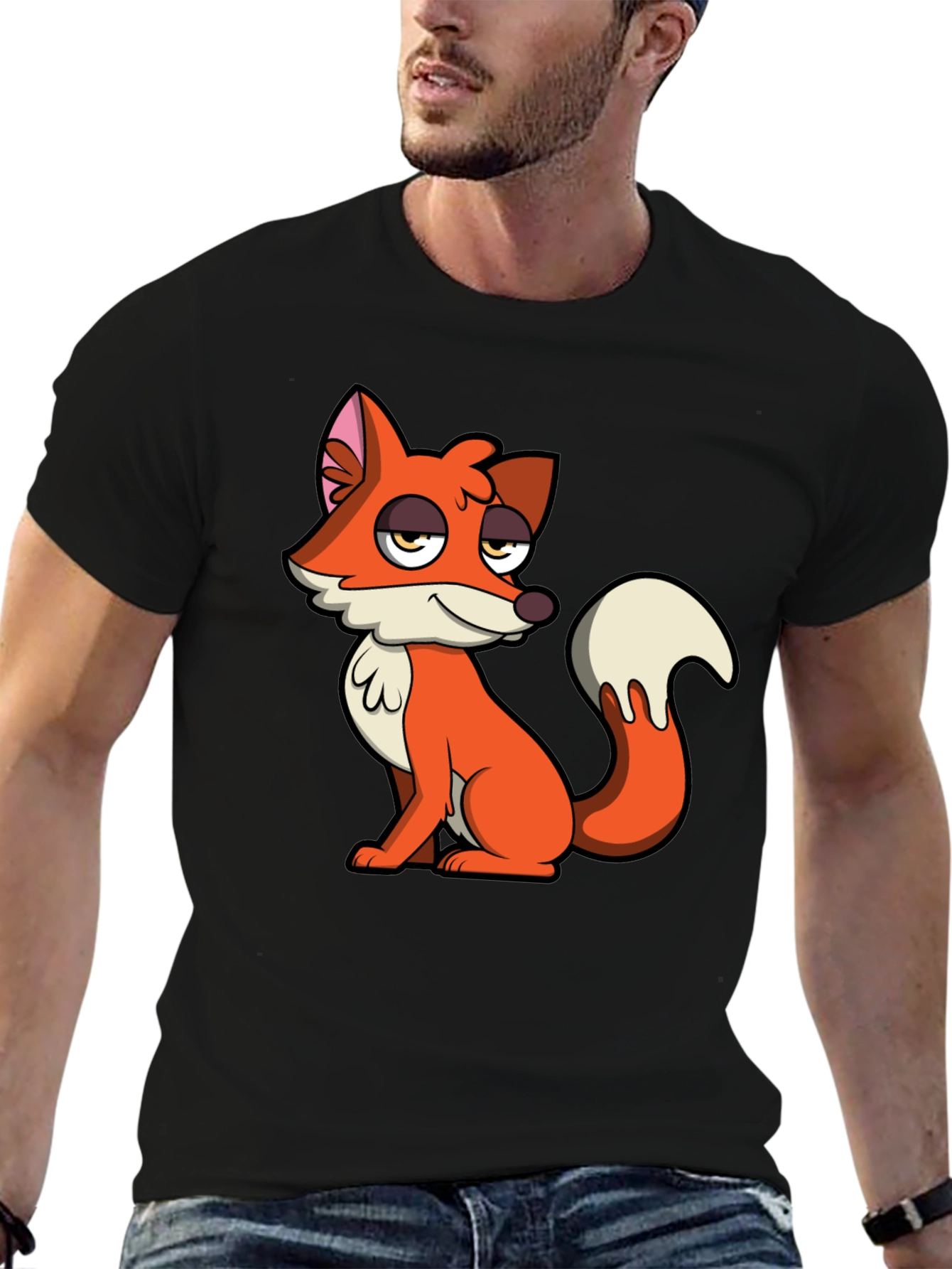 Cartoon Fox Graphic Tee - Casual Comfort