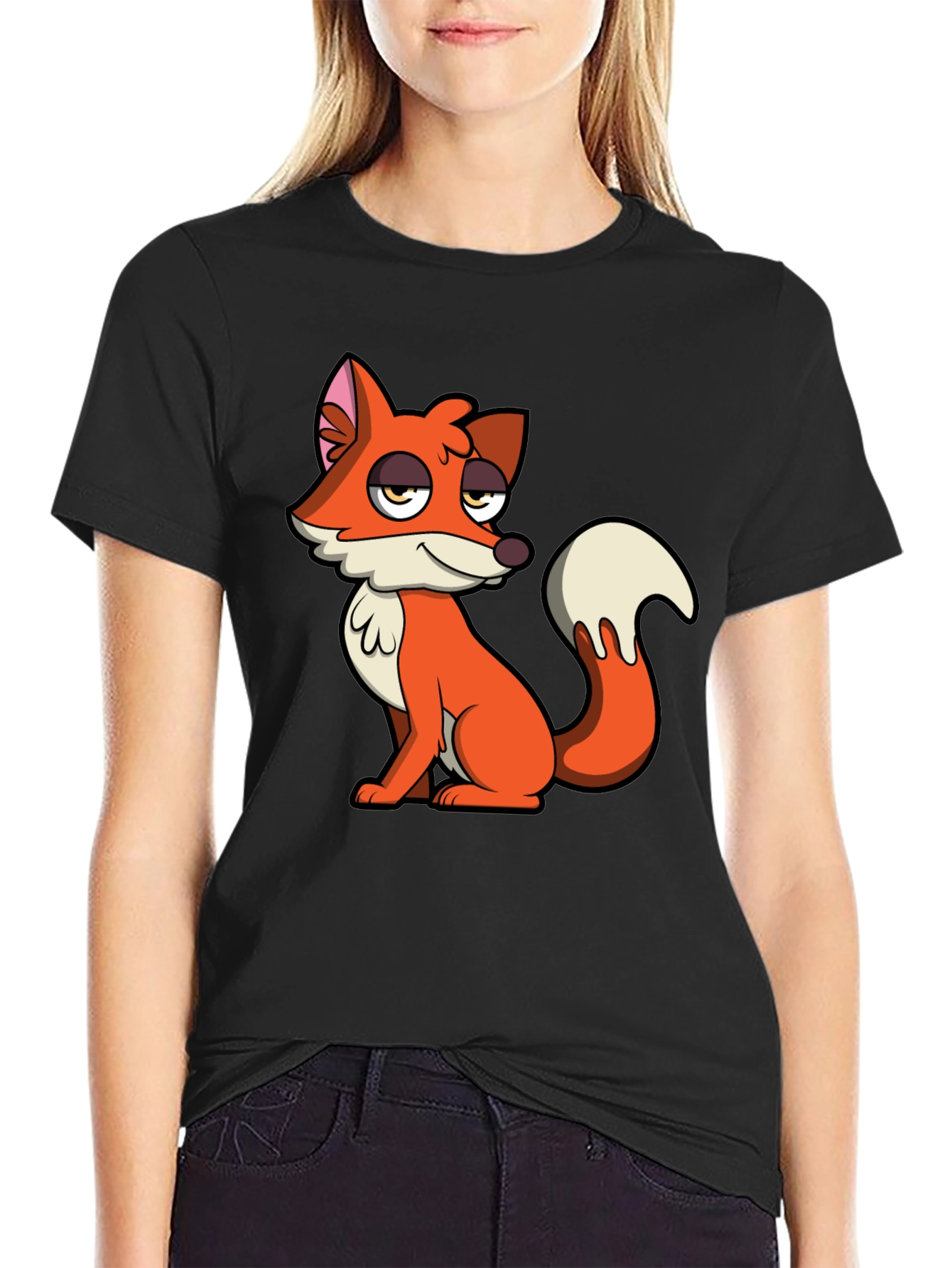 Cartoon Fox Graphic Tee - Casual Comfort