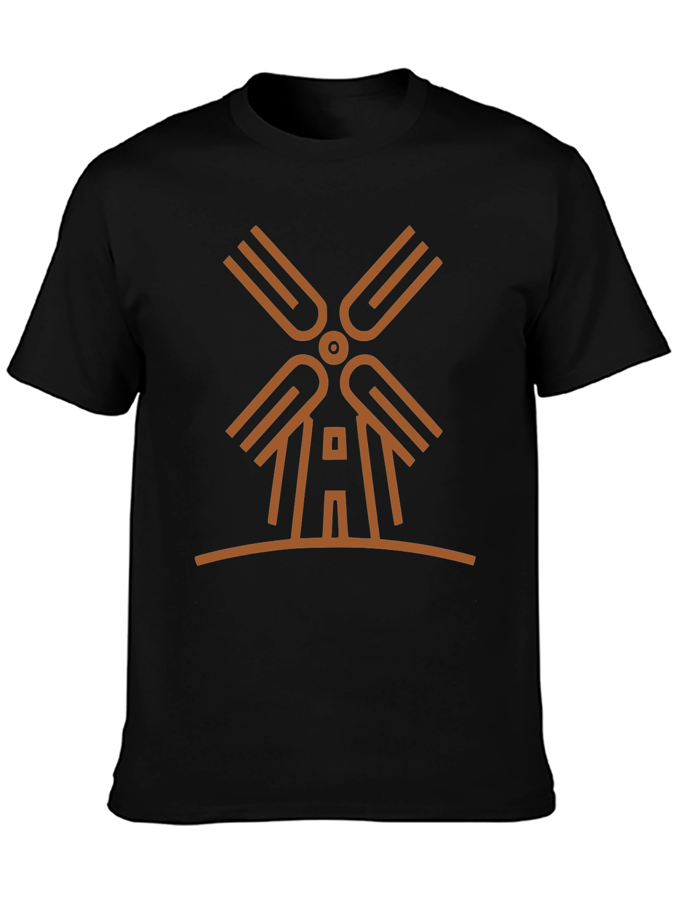 Modern Windmill Graphic Tee - Black Cotton Blend
