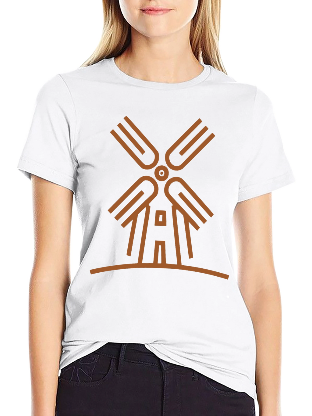 Modern Windmill Graphic Tee - Black Cotton Blend