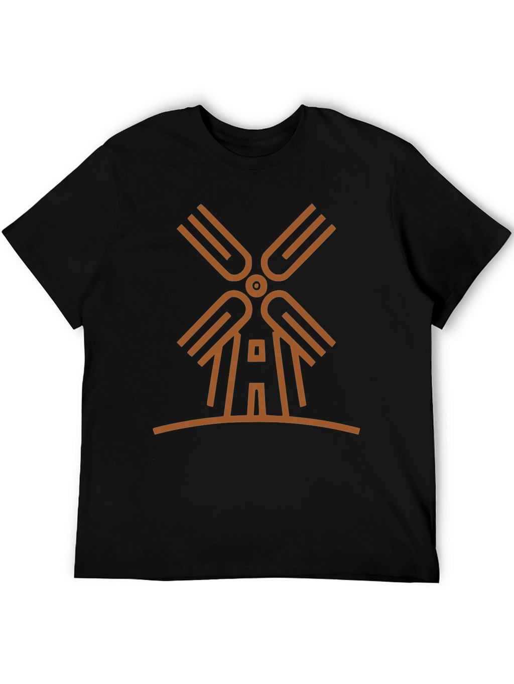 Modern Windmill Graphic Tee - Black Cotton Blend