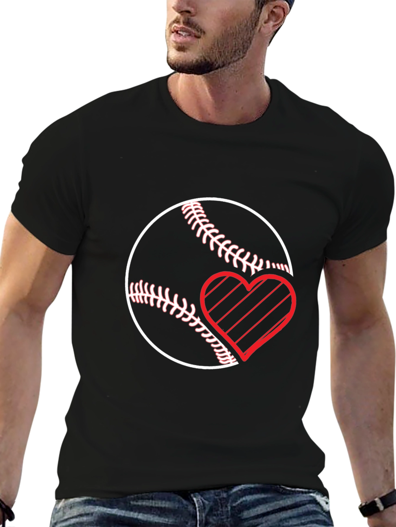 Baseball Heart T-Shirt - Black
