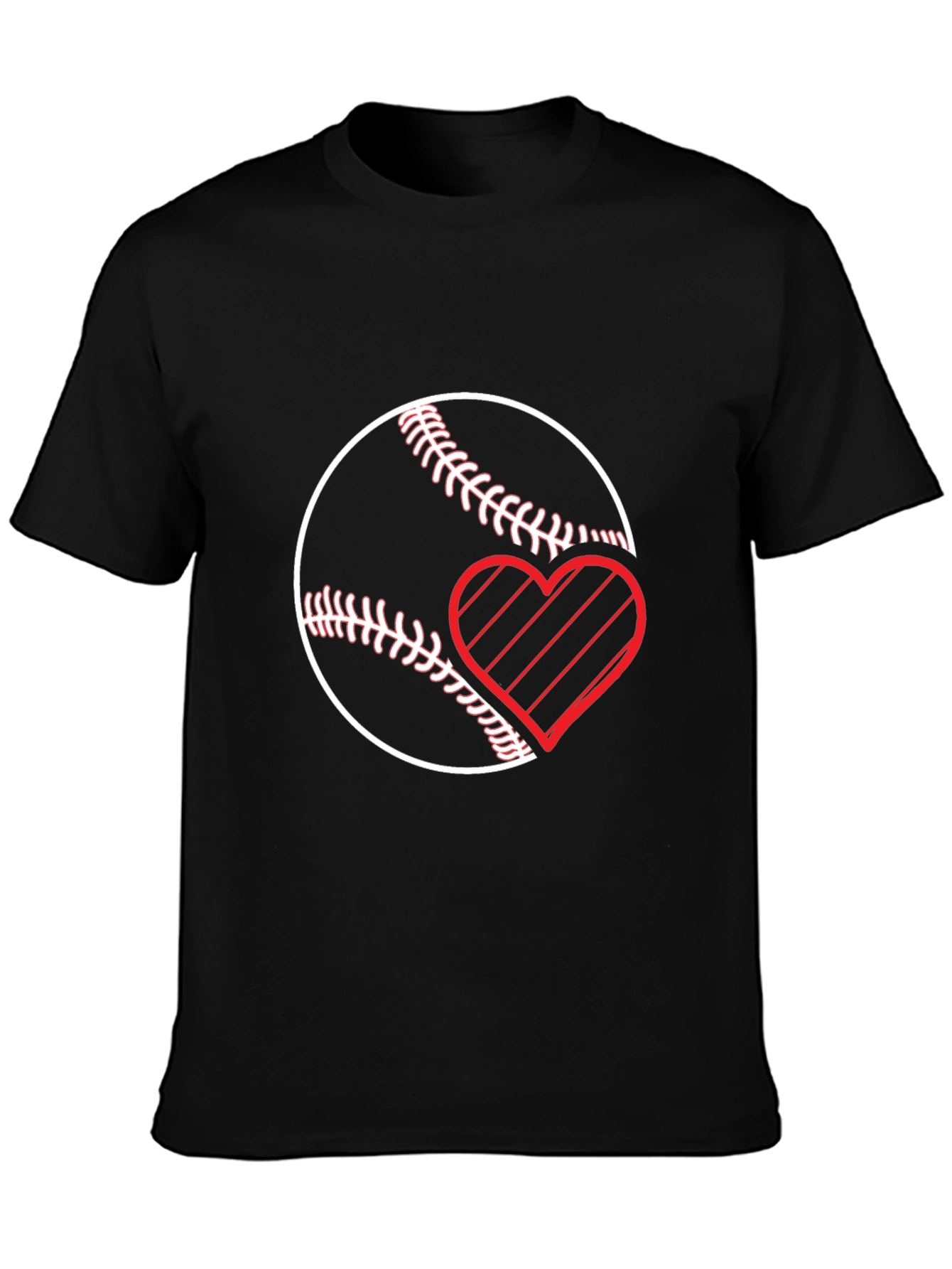 Baseball Heart T-Shirt - Black