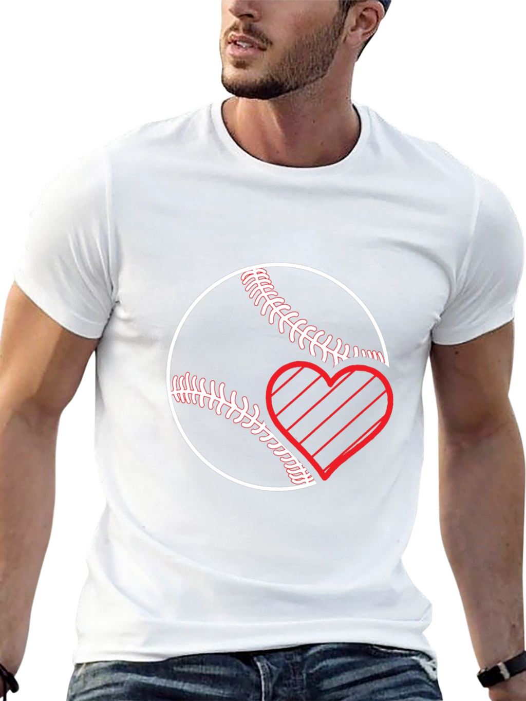 Baseball Heart T-Shirt - Black
