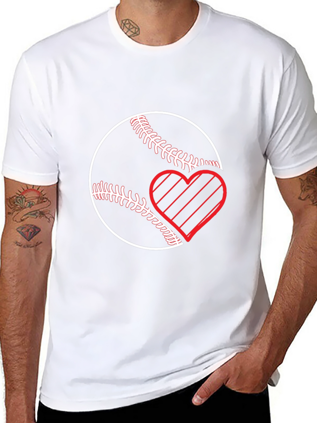 Baseball Heart T-Shirt - Black