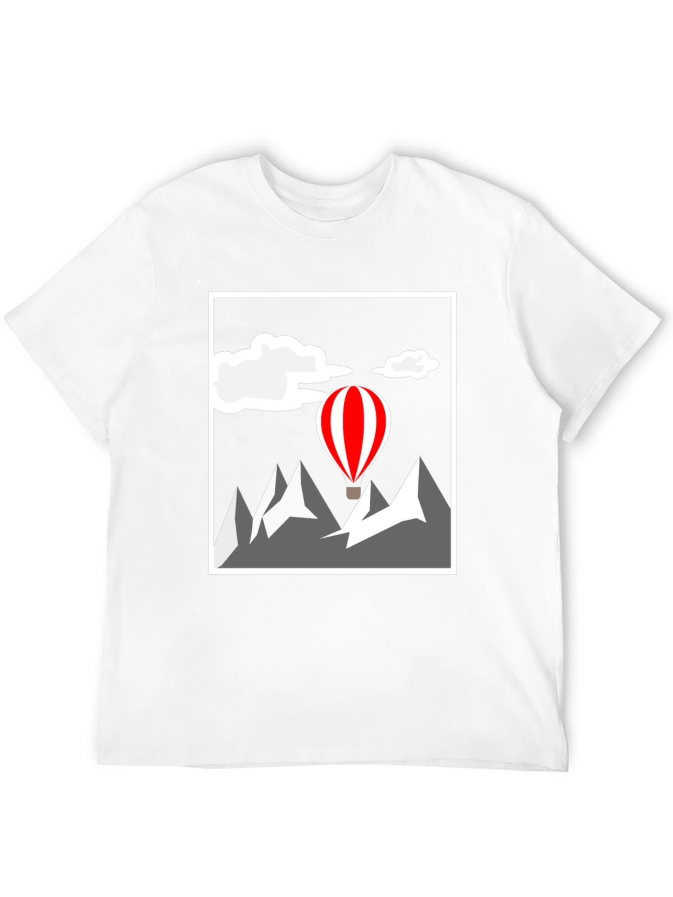 Mountain Adventure Graphic Tee - Hot Air Balloon Design