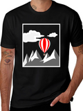 Mountain Adventure Graphic Tee - Hot Air Balloon Design