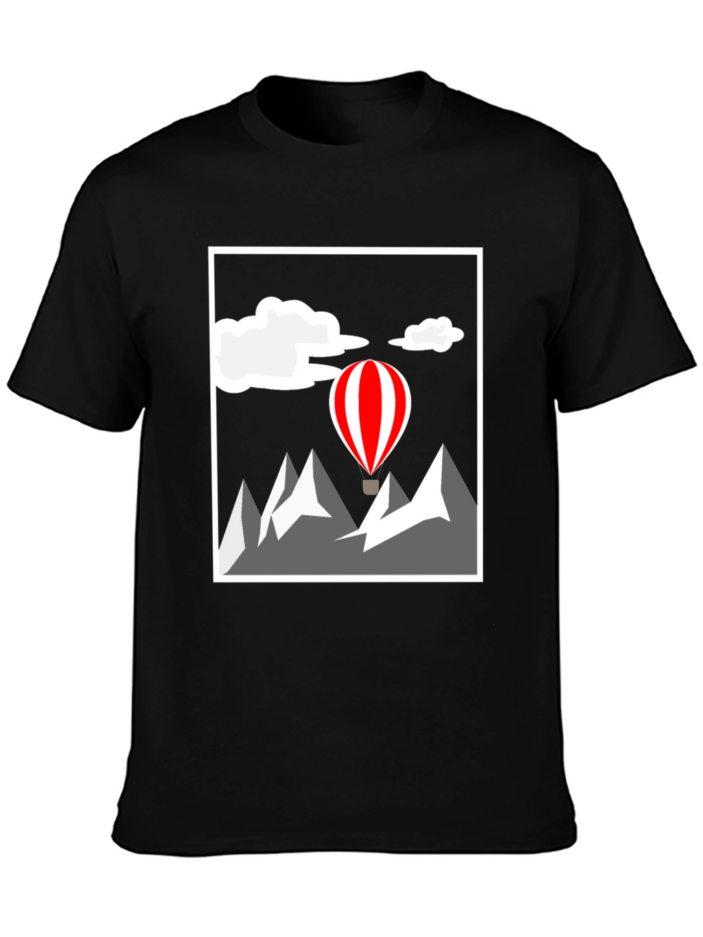 Mountain Adventure Graphic Tee - Hot Air Balloon Design