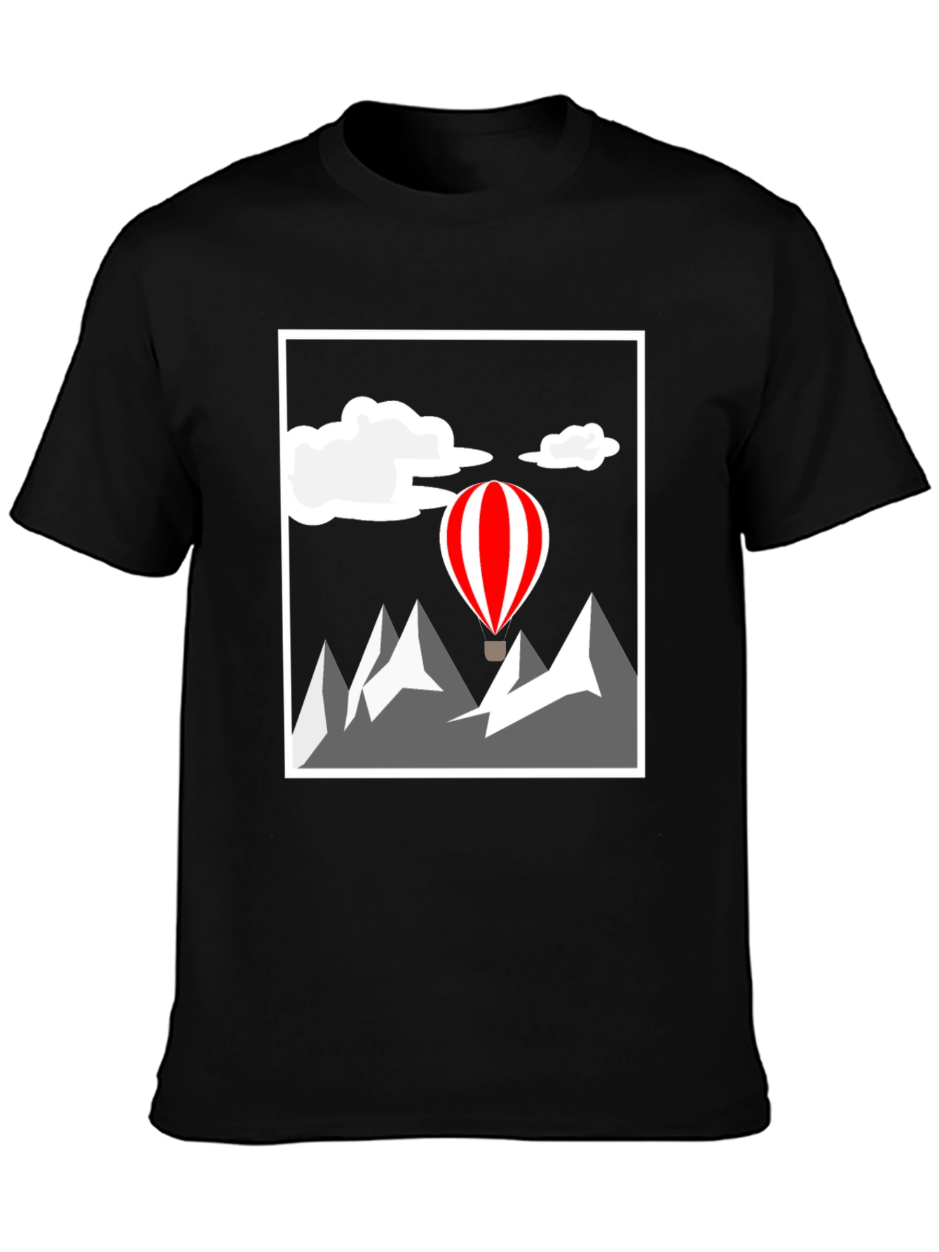 Mountain Adventure Graphic Tee - Hot Air Balloon Design
