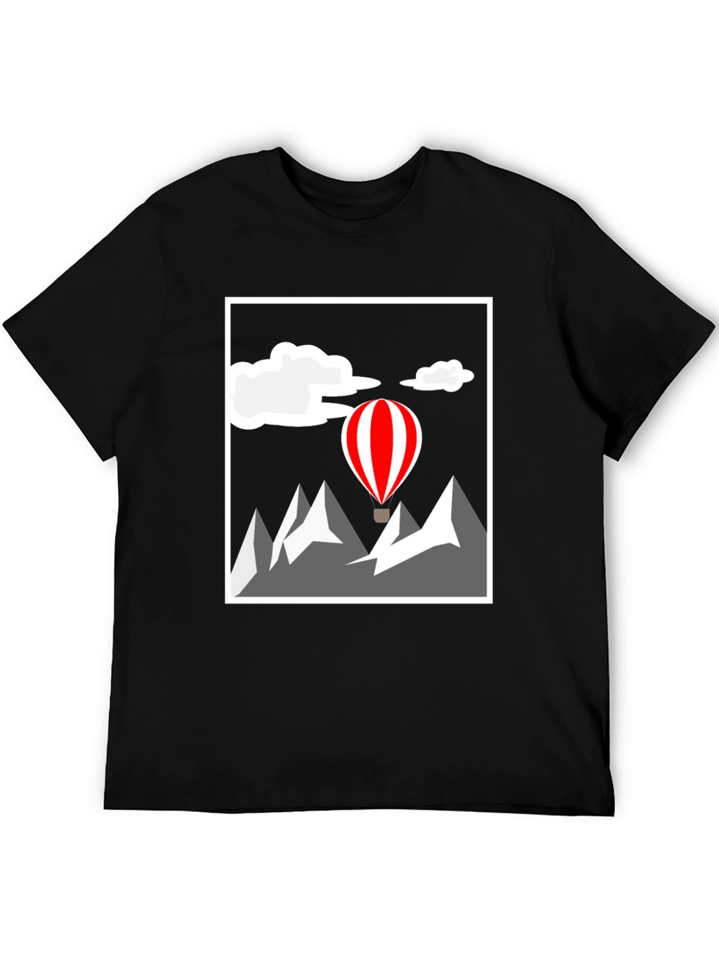 Mountain Adventure Graphic Tee - Hot Air Balloon Design