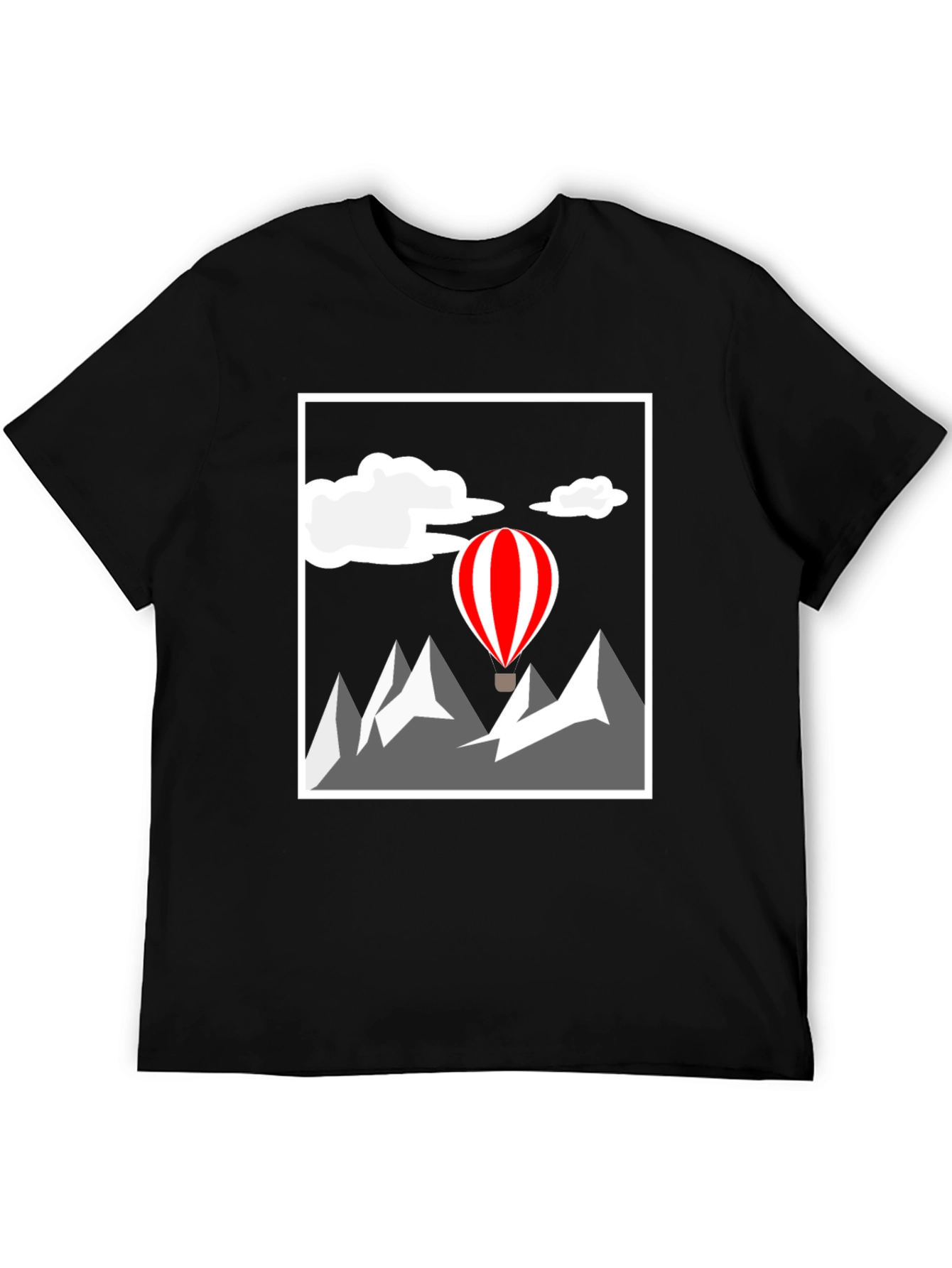 Mountain Adventure Graphic Tee - Hot Air Balloon Design