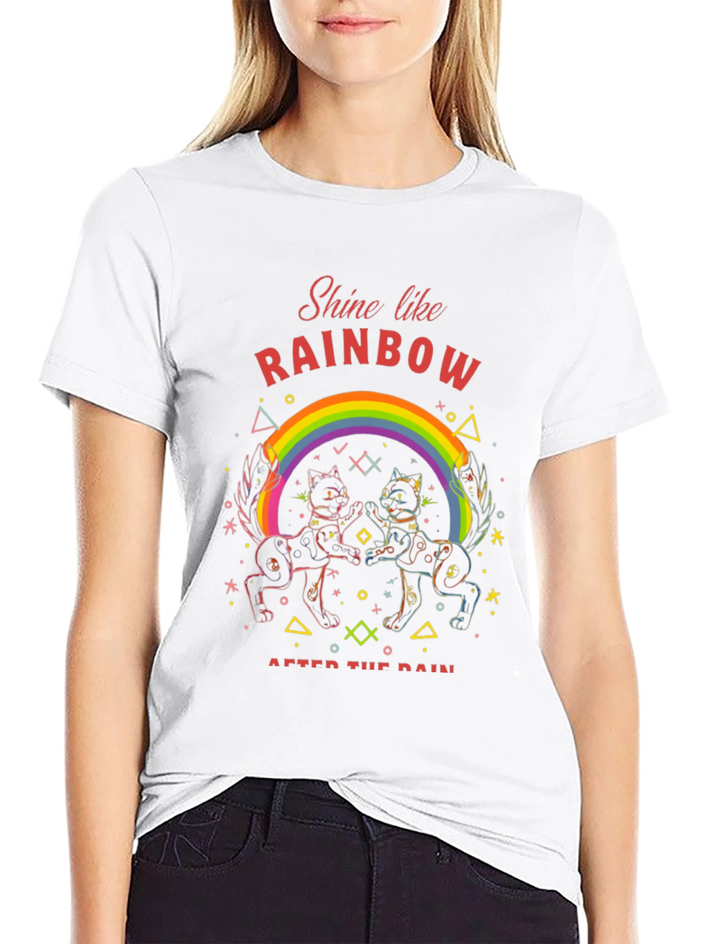 Rainbow Cat T-Shirt - Shine After the Rain