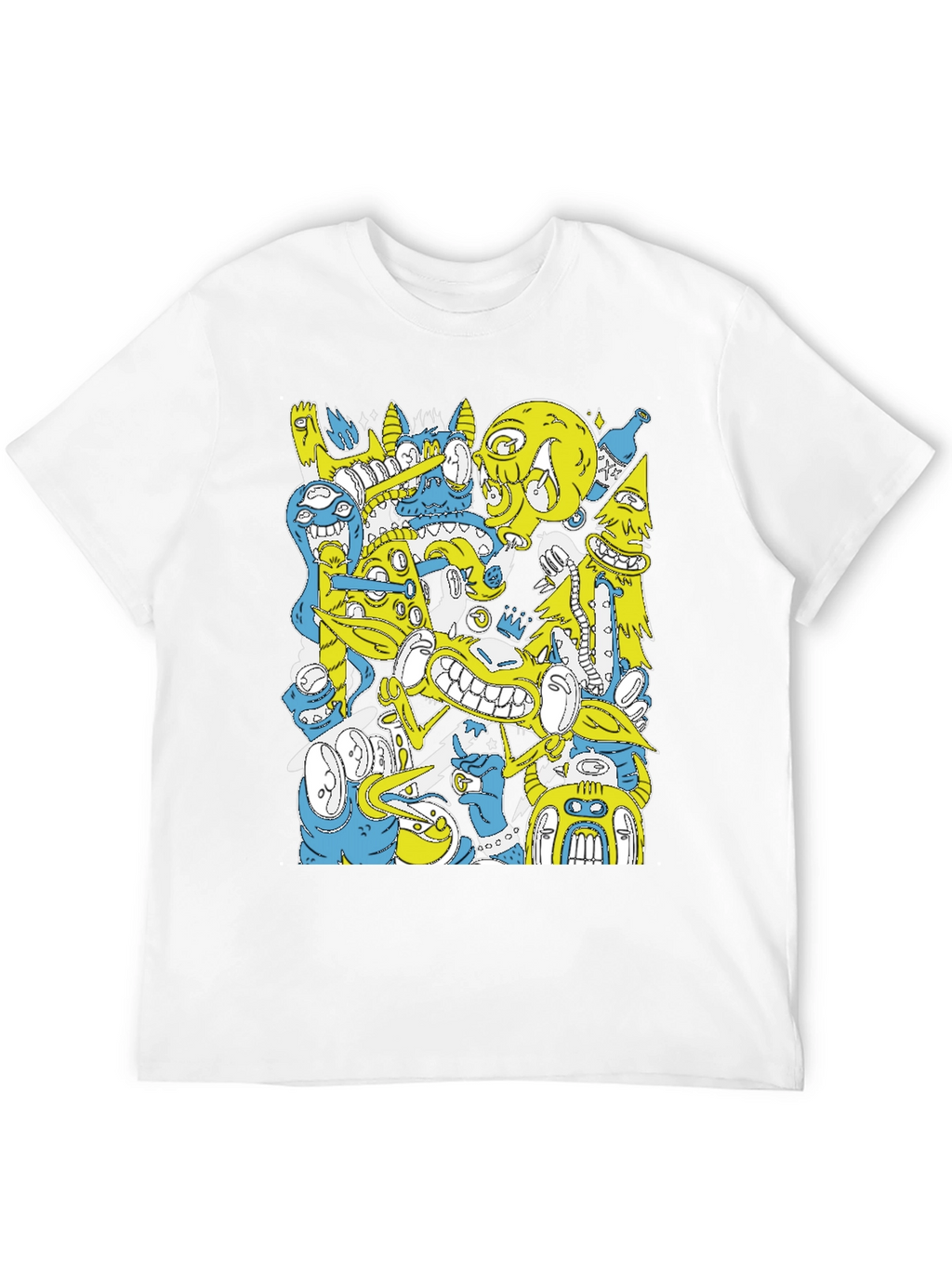 Abstract Cartoon Graphic Print Black T-Shirt