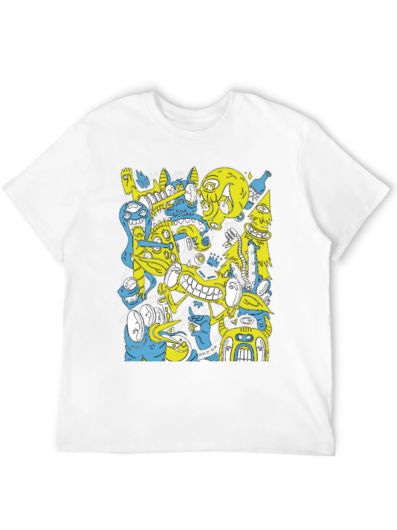 Abstract Cartoon Graphic Print Black T-Shirt