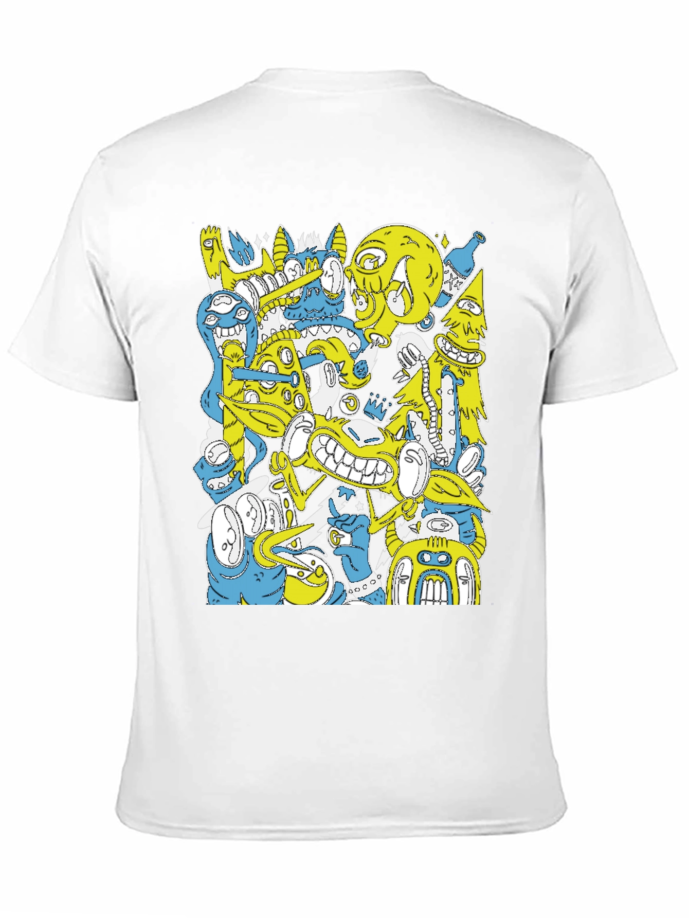 Abstract Cartoon Graphic Print Black T-Shirt