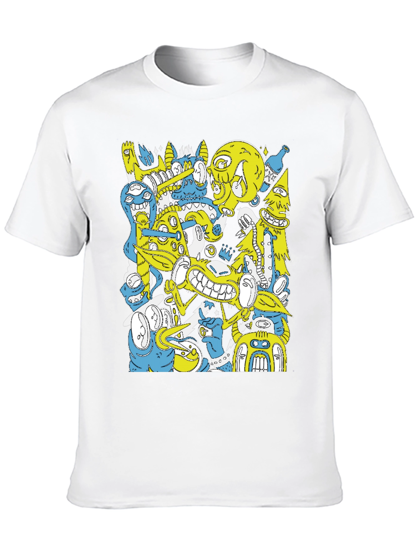 Abstract Cartoon Graphic Print Black T-Shirt