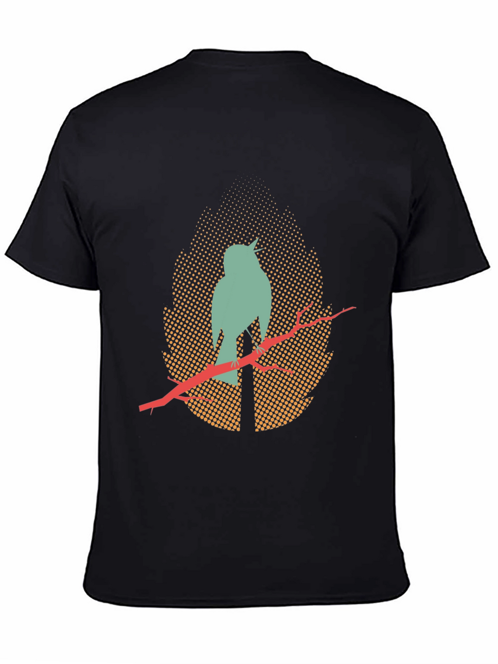Mens Black T-Shirt with Bird Silhouette Design