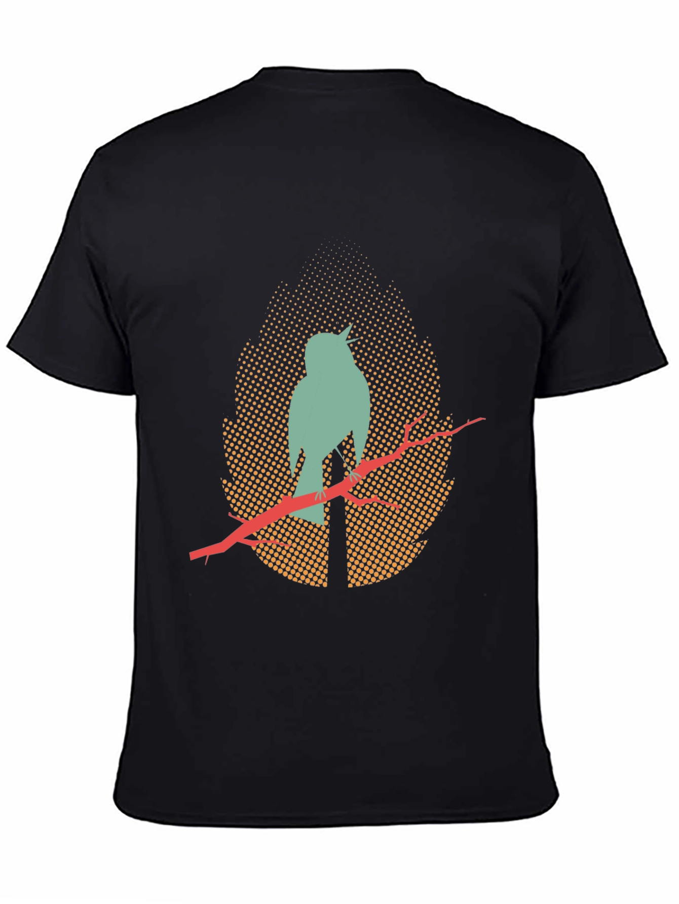 Mens Black T-Shirt with Bird Silhouette Design