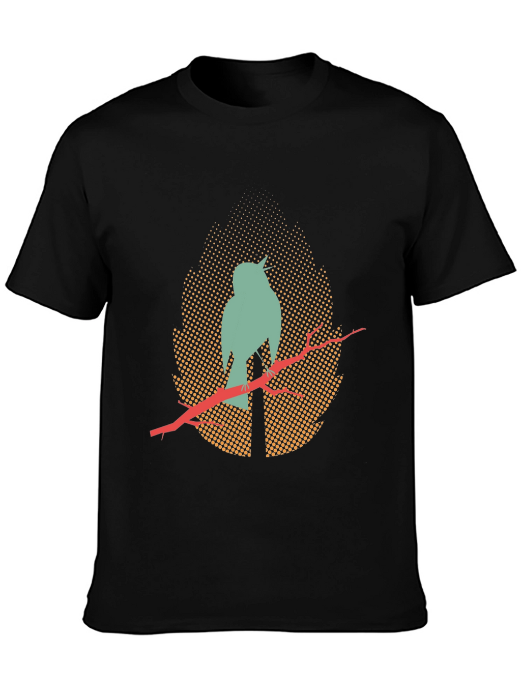 Mens Black T-Shirt with Bird Silhouette Design