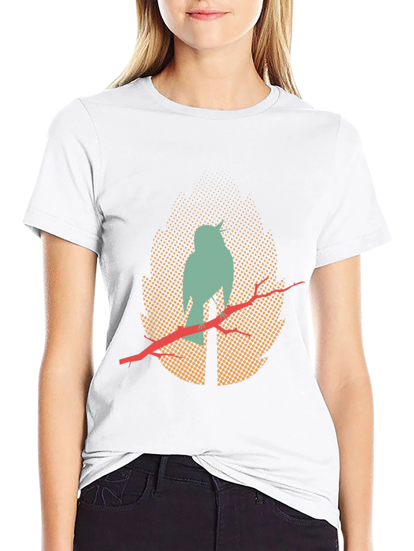 Mens Black T-Shirt with Bird Silhouette Design