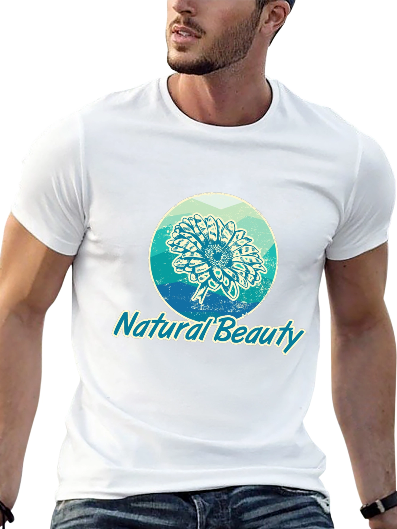 Natural Beauty Graphic Print Black T-Shirt