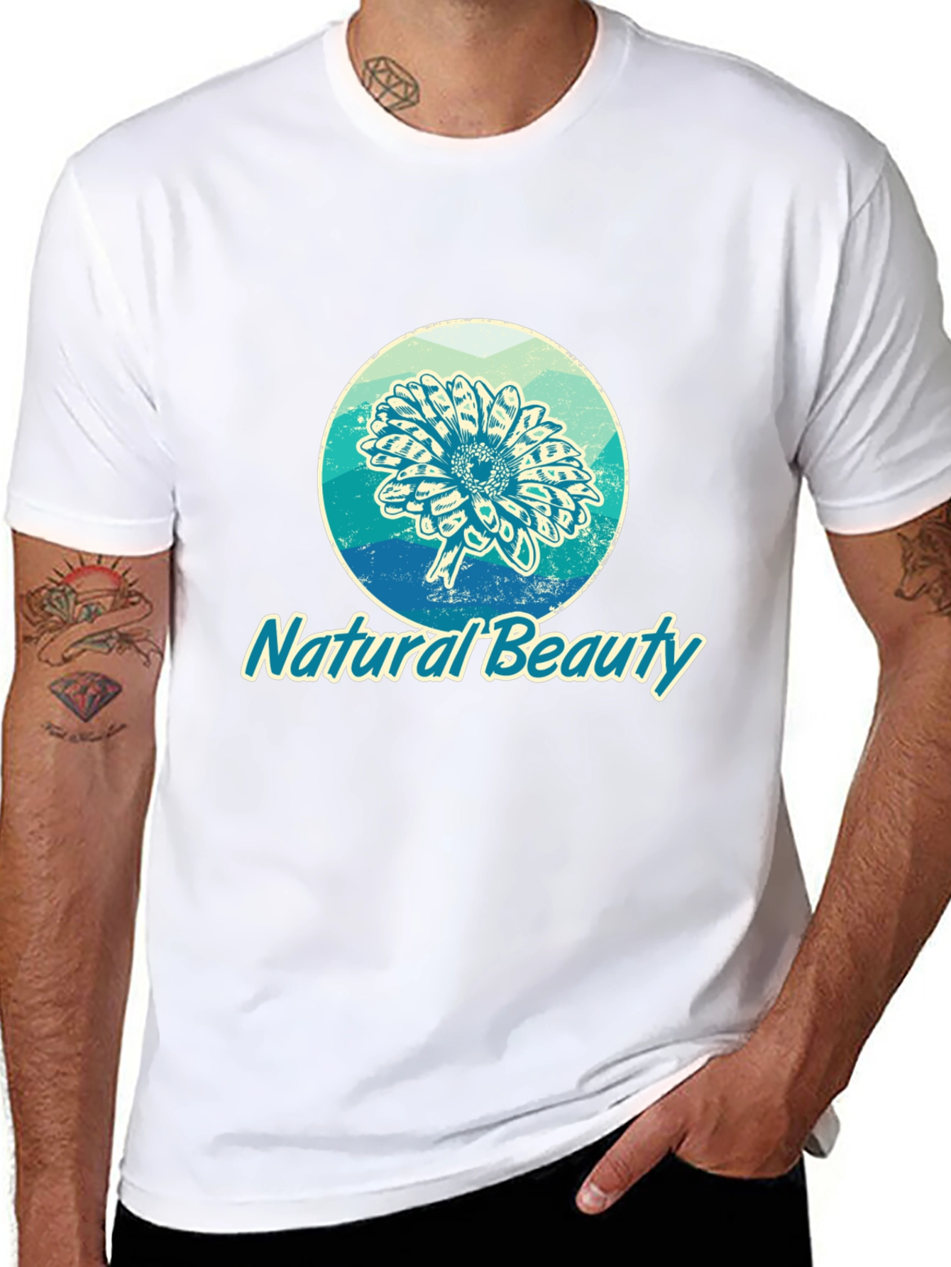 Natural Beauty Graphic Print Black T-Shirt