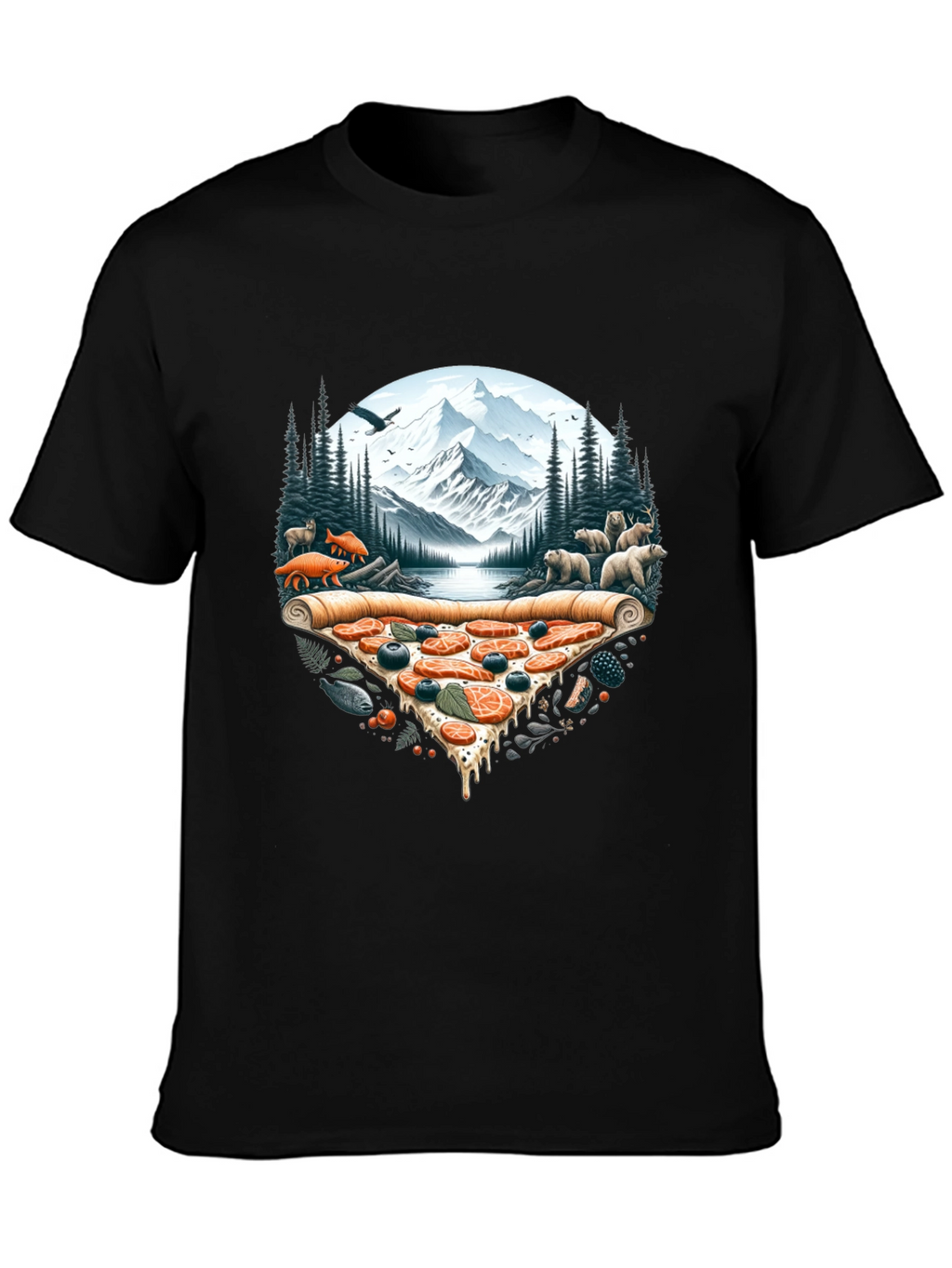 Pizza Landscape Graphic Tee - Novelty Print Shirt