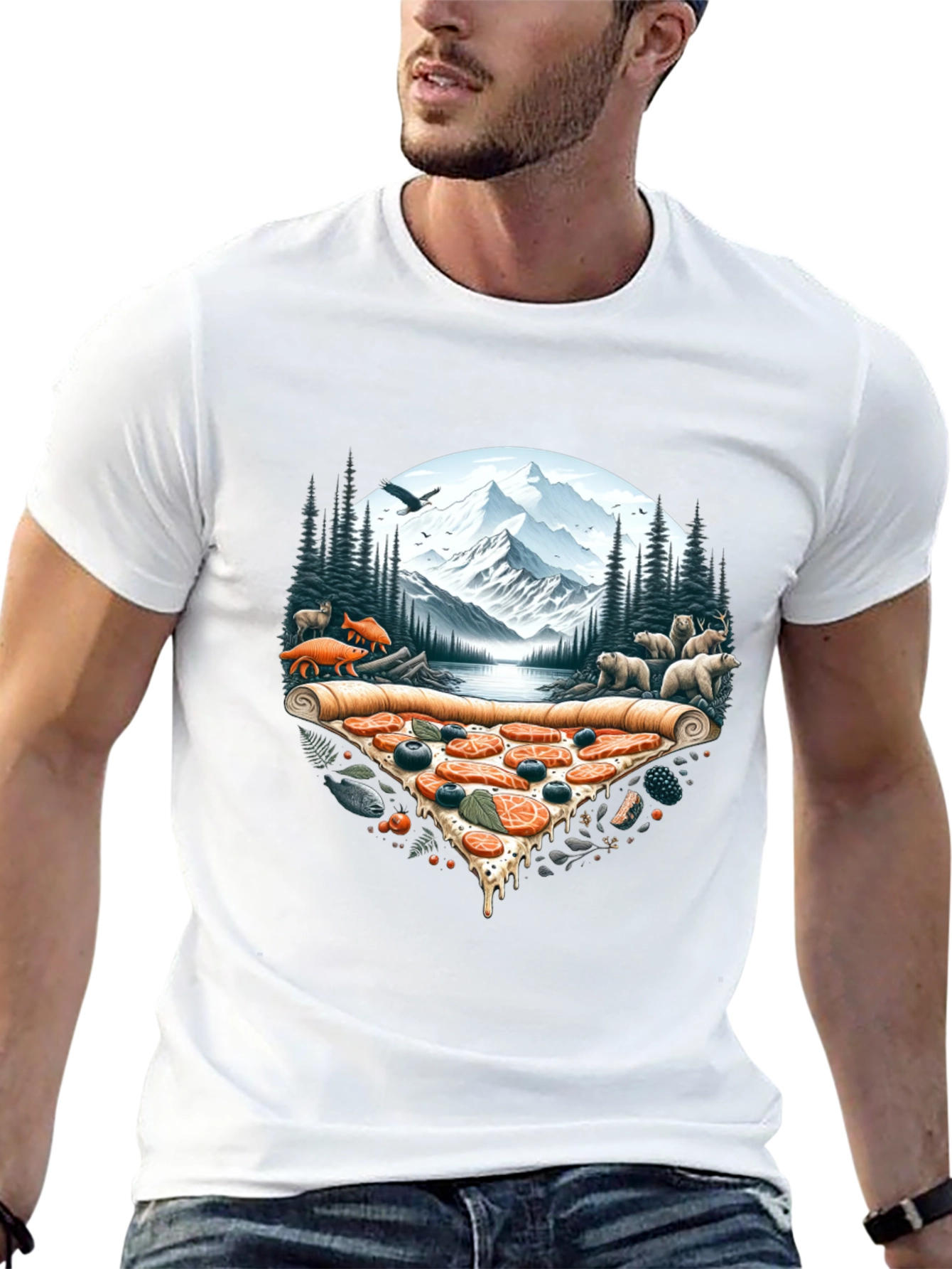 Pizza Landscape Graphic Tee - Novelty Print Shirt