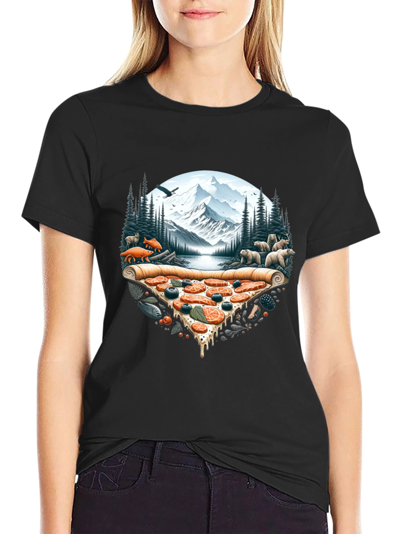 Pizza Landscape Graphic Tee - Novelty Print Shirt