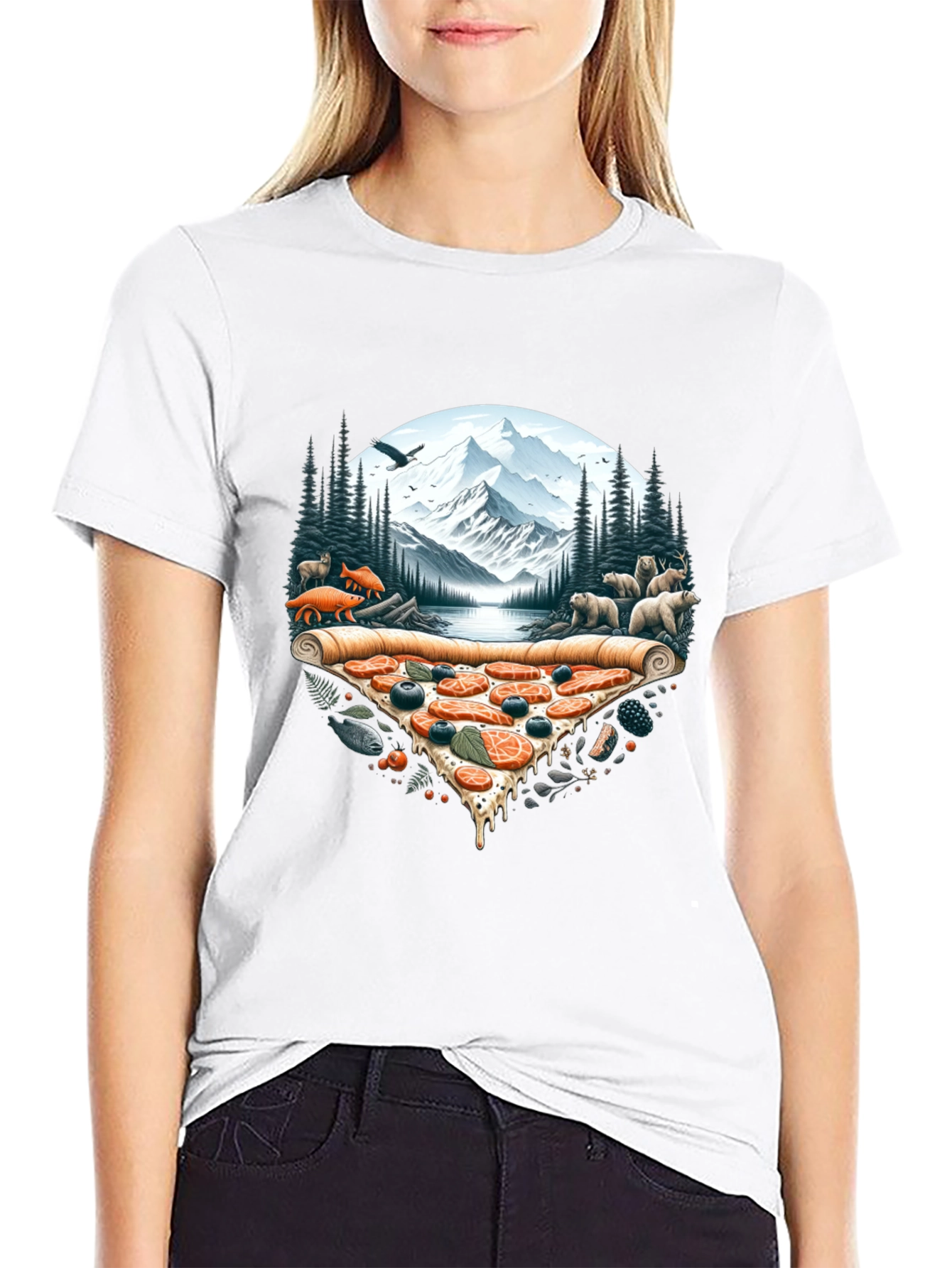 Pizza Landscape Graphic Tee - Novelty Print Shirt