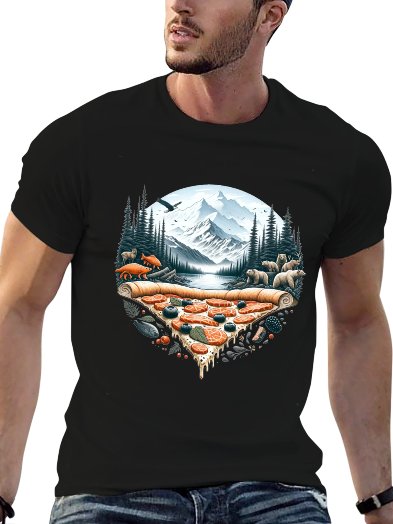 Pizza Landscape Graphic Tee - Novelty Print Shirt