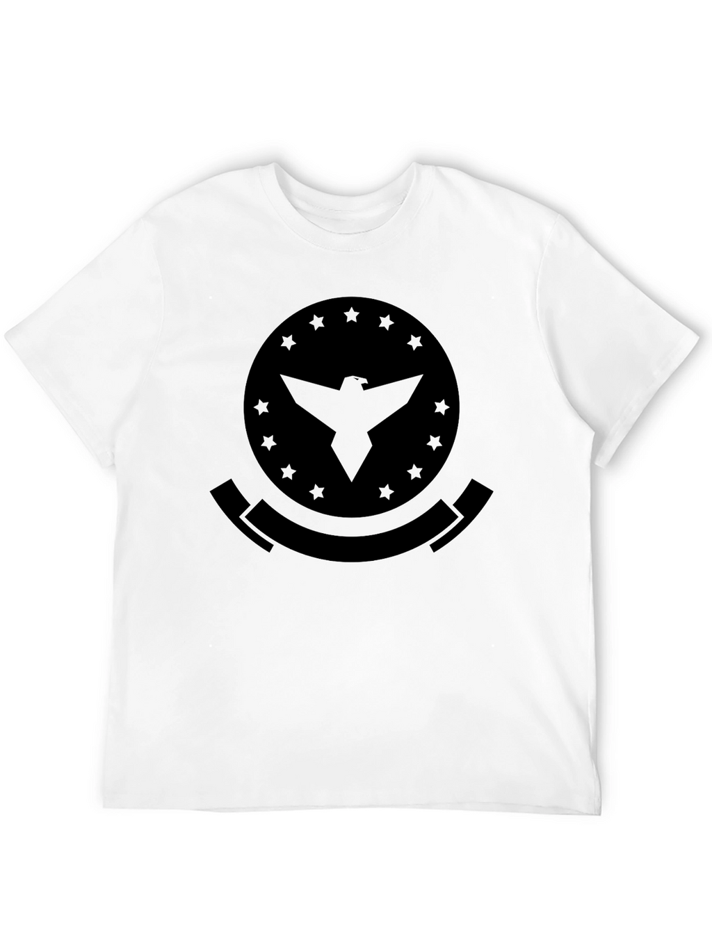 Mens Black T-Shirt with Eagle Emblem Graphic Print